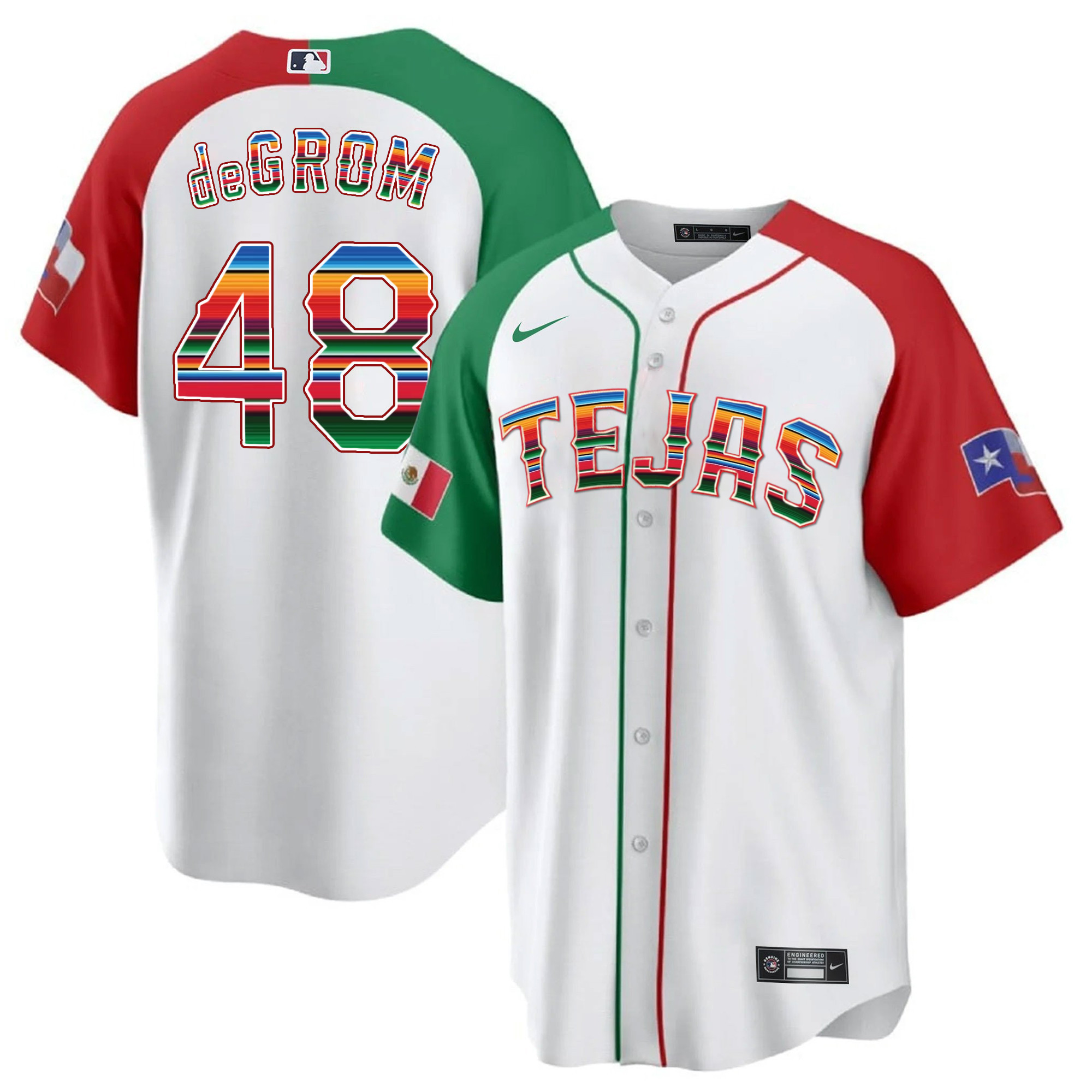 Men's Texas Rangers Mexican Heritage Night Cool Base Jersey - Tejas - All Stitched - Image 30