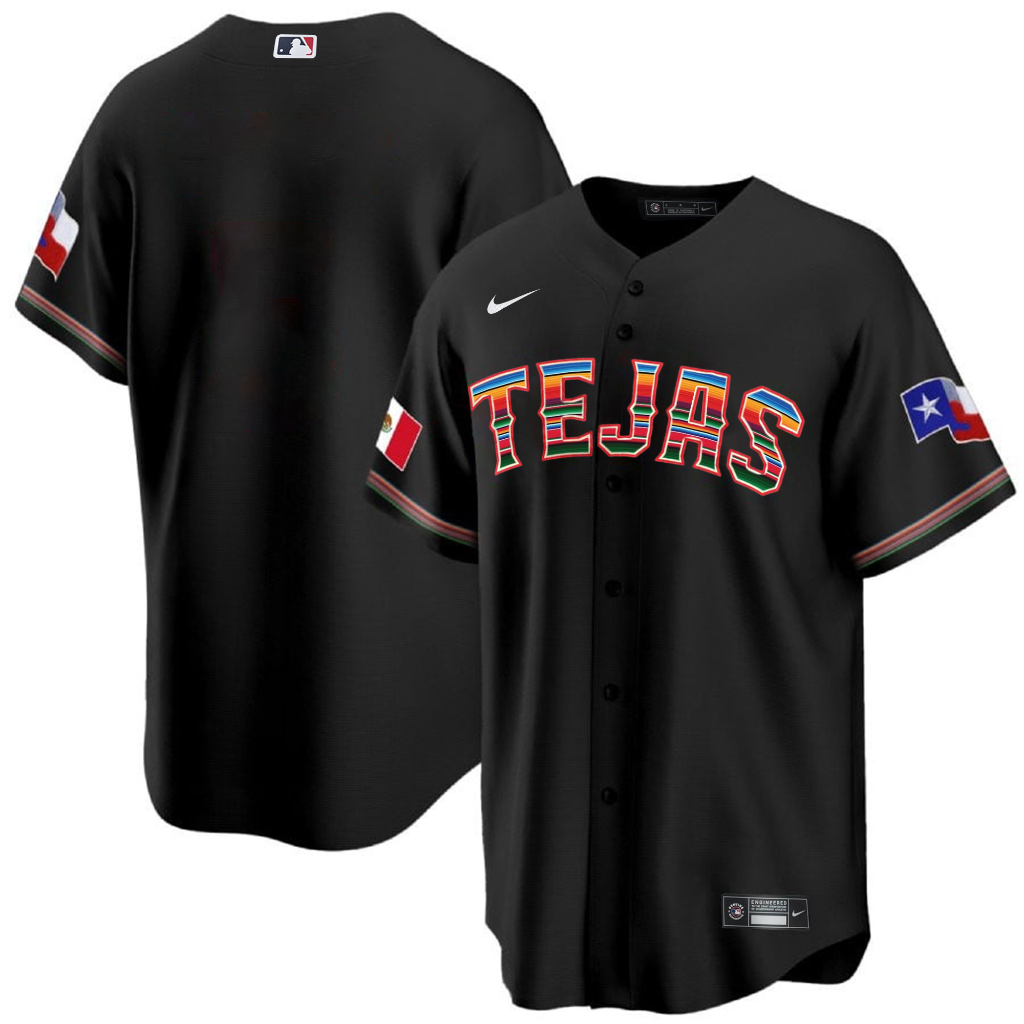 Men's Texas Rangers Mexican Heritage Night Cool Base Jersey - Tejas - All Stitched - Image 7