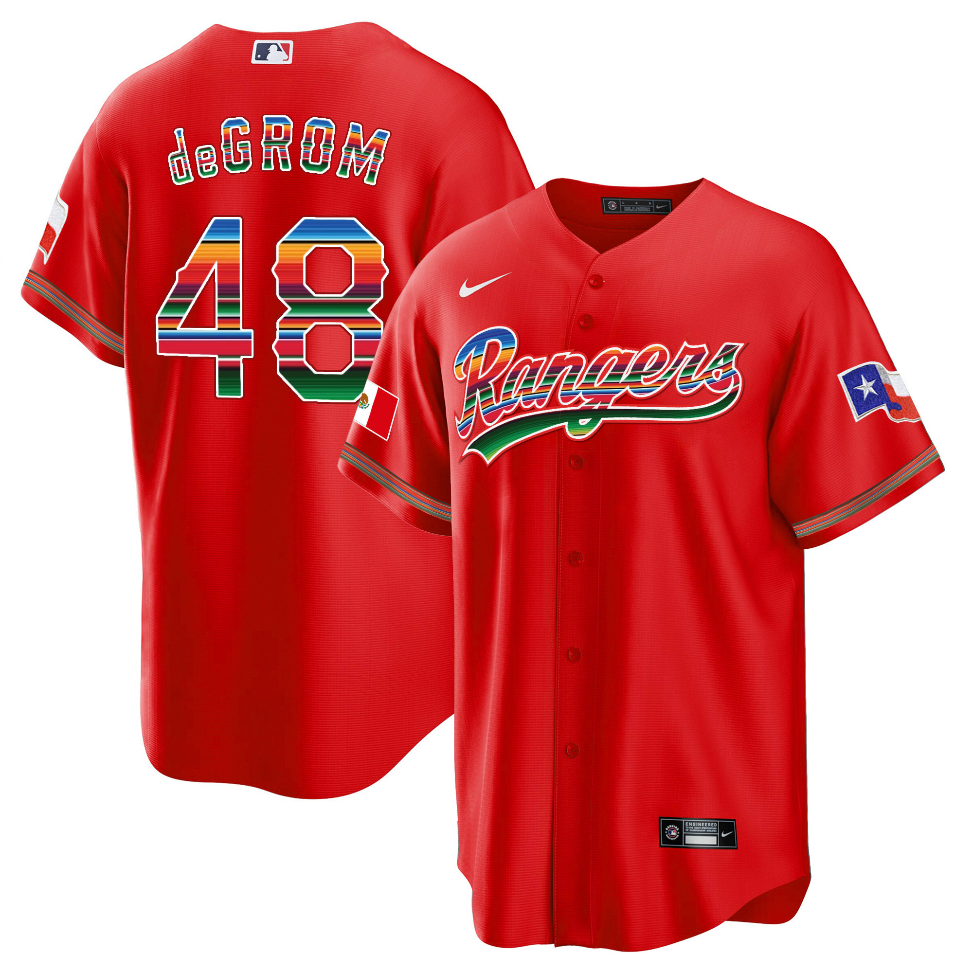 Men's Texas Rangers Mexican Heritage Night Cool Base Jersey - Home - All Stitched - Image 9