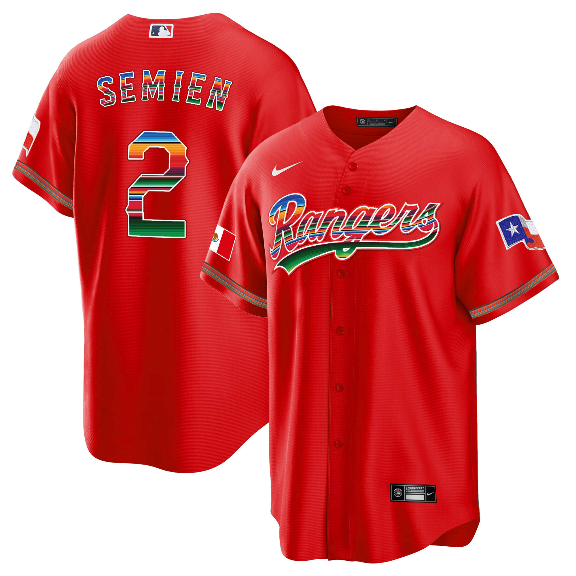 Men's Texas Rangers Mexican Heritage Night Cool Base Jersey - Home - All Stitched - Image 12