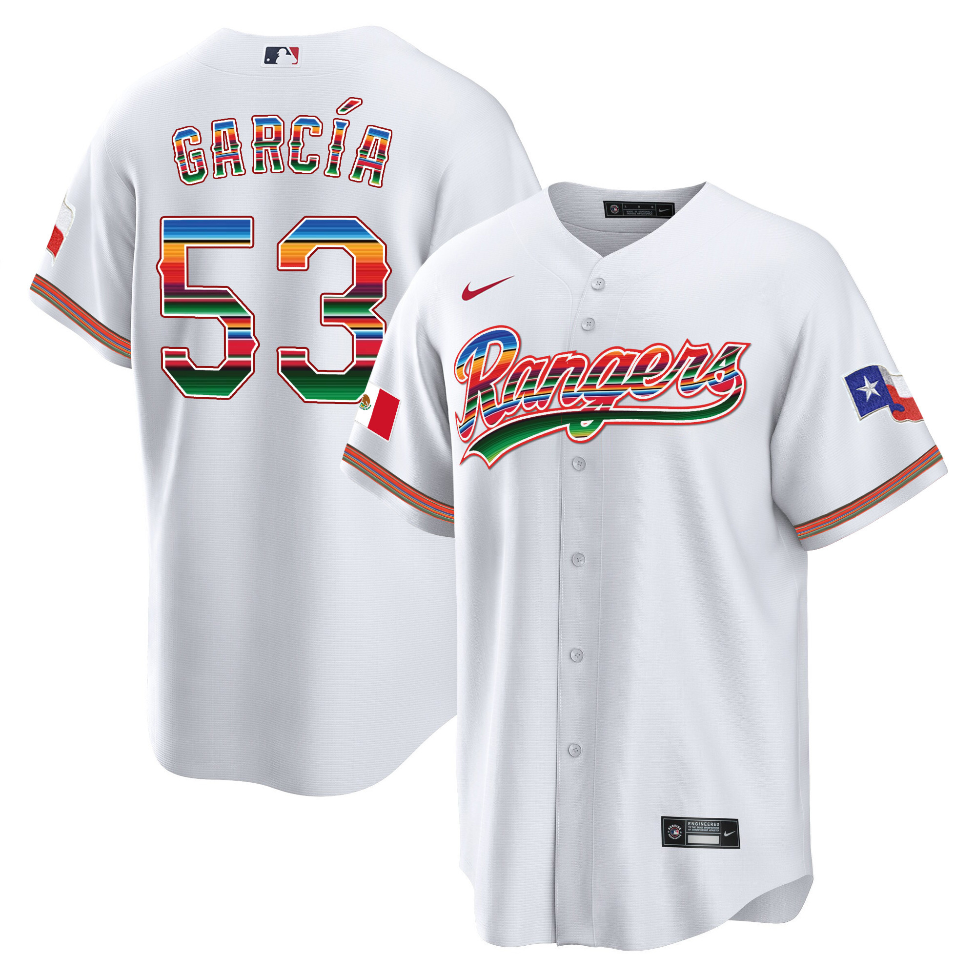 Men's Texas Rangers Mexican Heritage Night Cool Base Jersey - Home - All Stitched - Image 17