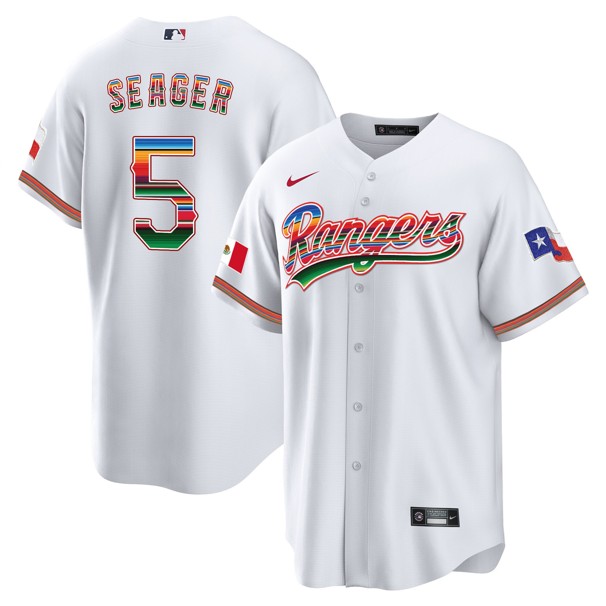 Men's Texas Rangers Mexican Heritage Night Cool Base Jersey - Home - All Stitched - Image 18