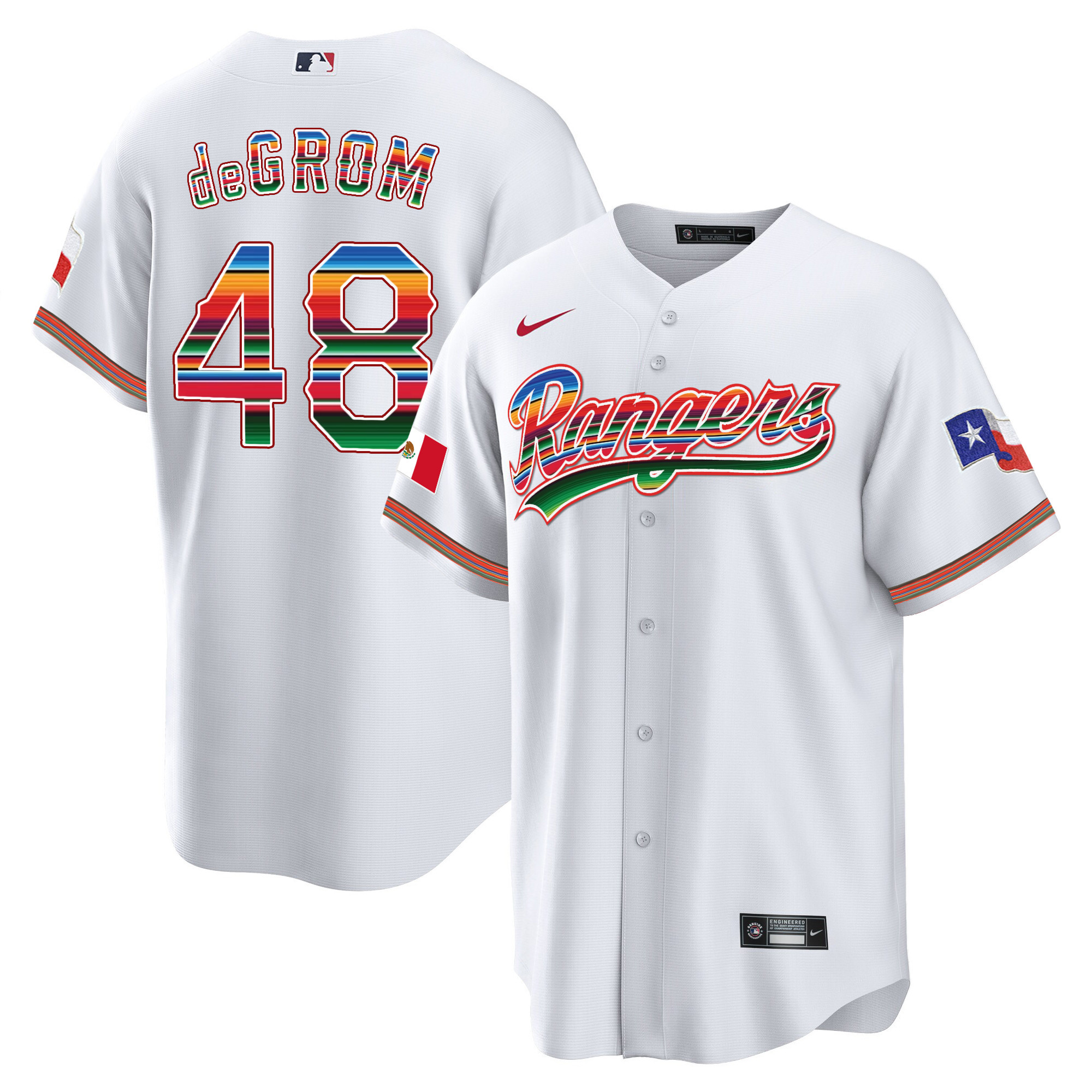 Men's Texas Rangers Mexican Heritage Night Cool Base Jersey - Home - All Stitched - Image 16