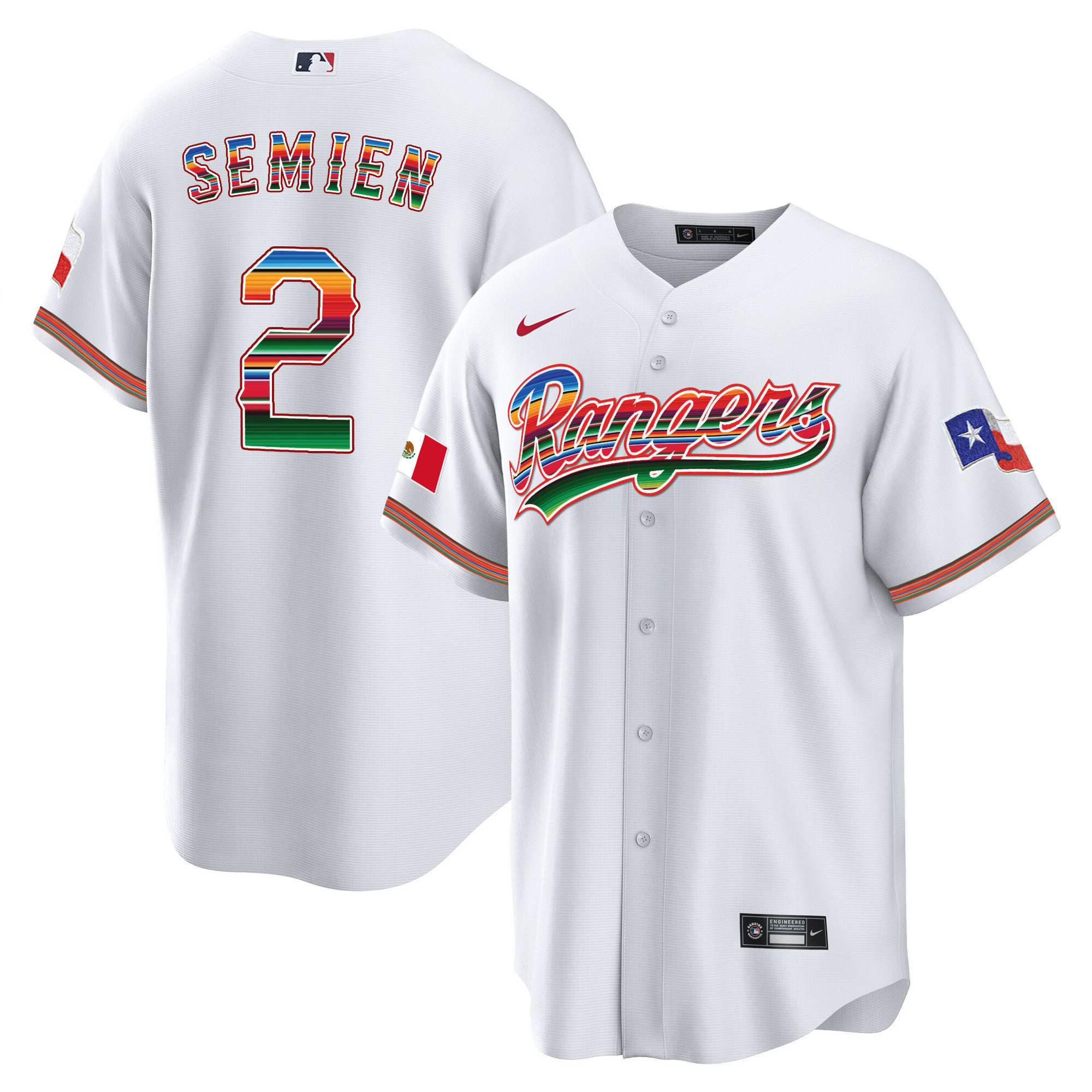 Men's Texas Rangers Mexican Heritage Night Cool Base Jersey - Home - All Stitched - Image 19