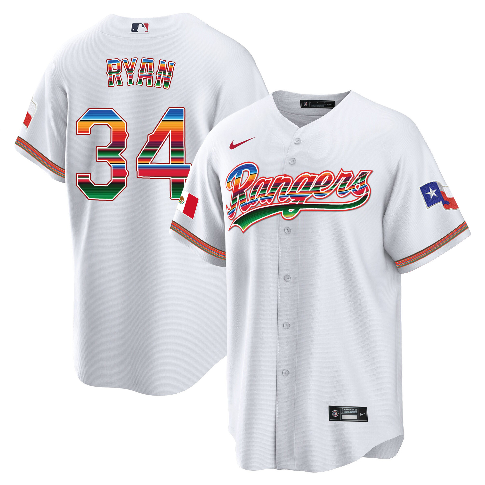 Men's Texas Rangers Mexican Heritage Night Cool Base Jersey - Home - All Stitched - Image 15