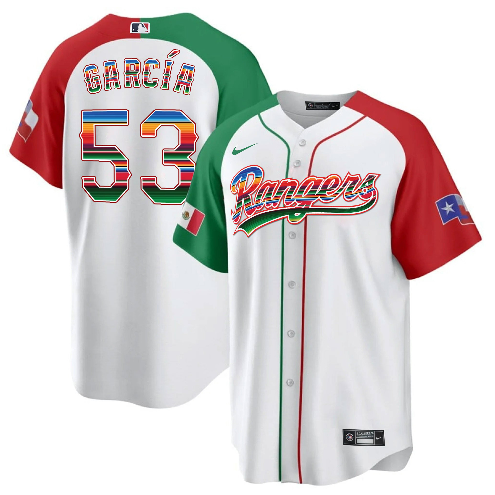 Men's Texas Rangers Mexican Heritage Night Cool Base Jersey - Home - All Stitched - Image 31