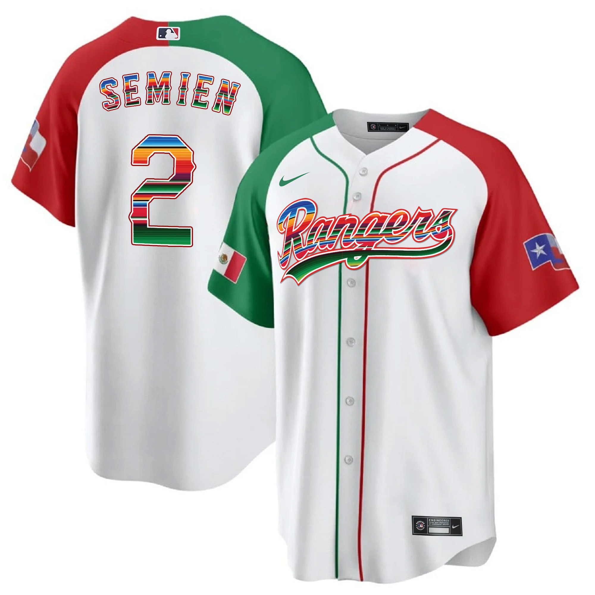 Men's Texas Rangers Mexican Heritage Night Cool Base Jersey - Home - All Stitched - Image 33