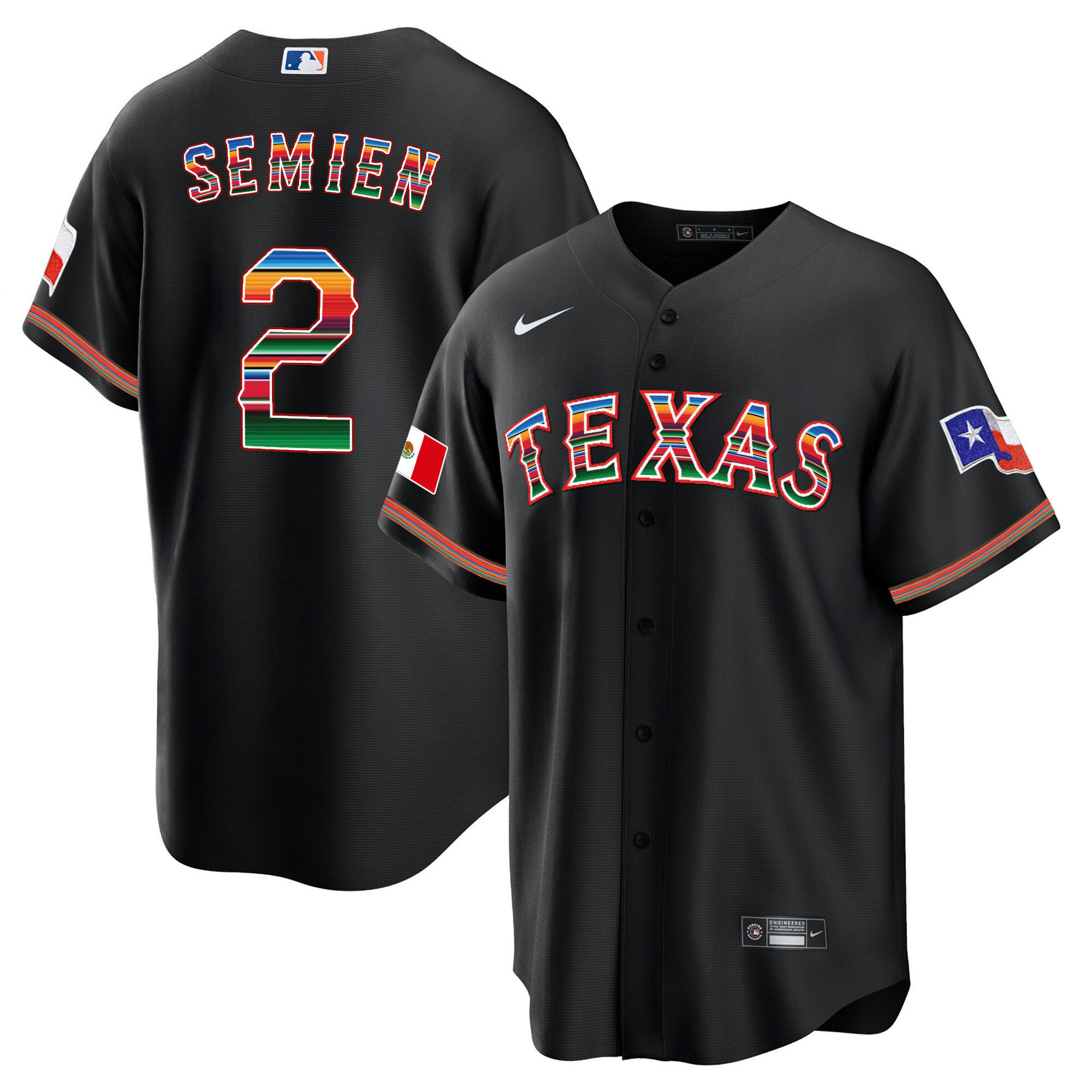 Men's Texas Rangers Mexican Heritage Night Cool Base Jersey - Away - All Stitched - Image 5