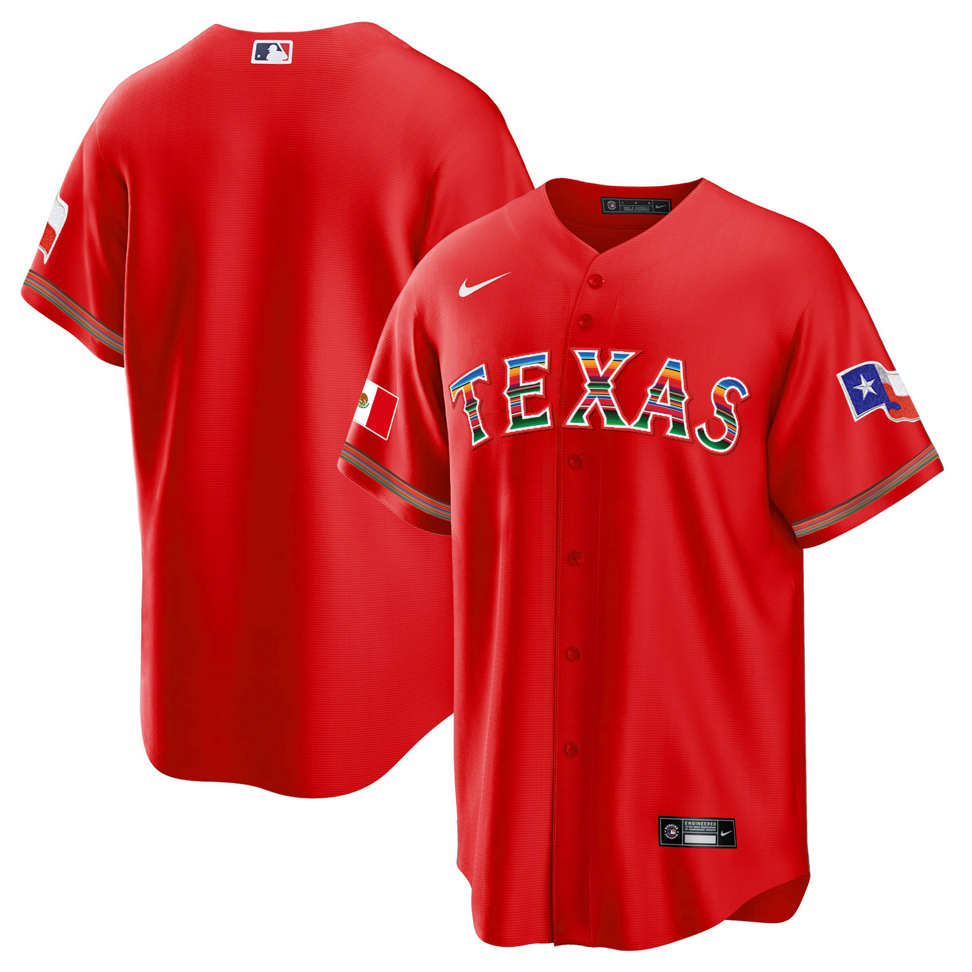 Men's Texas Rangers Mexican Heritage Night Cool Base Jersey - Away - All Stitched - Image 14