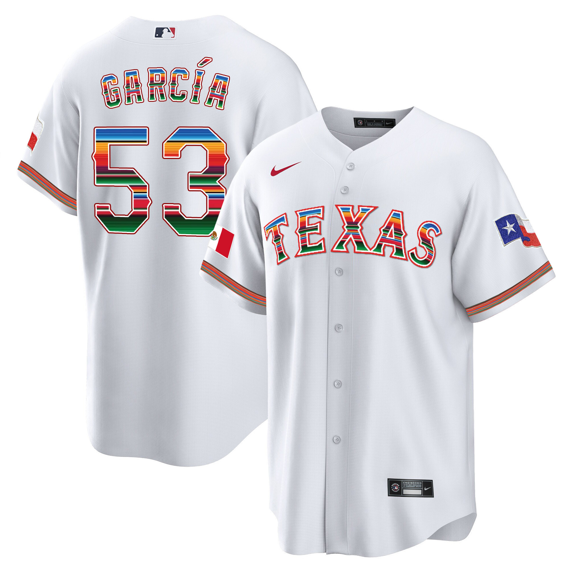 Men's Texas Rangers Mexican Heritage Night Cool Base Jersey - Away - All Stitched - Image 17