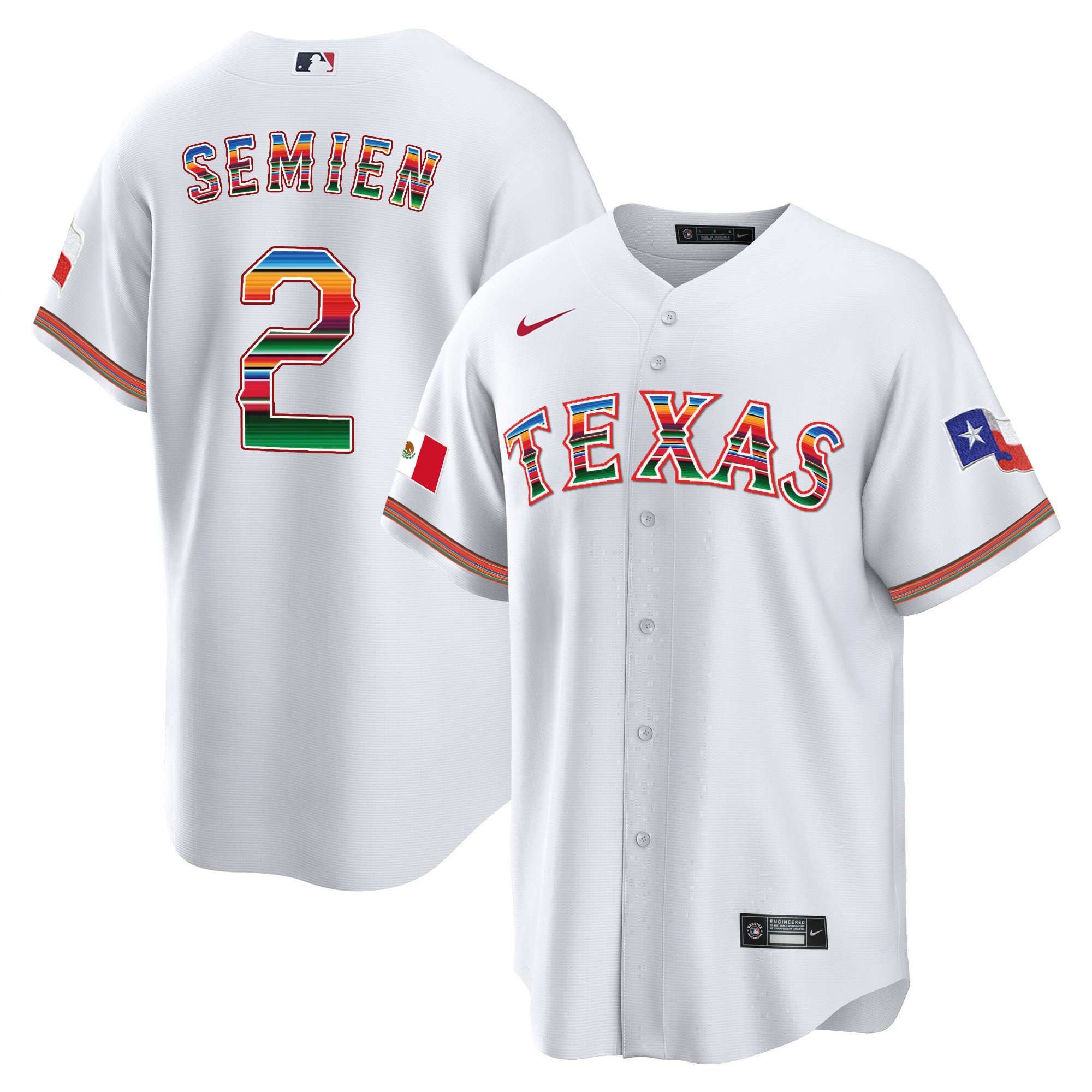 Men's Texas Rangers Mexican Heritage Night Cool Base Jersey - Away - All Stitched - Image 19