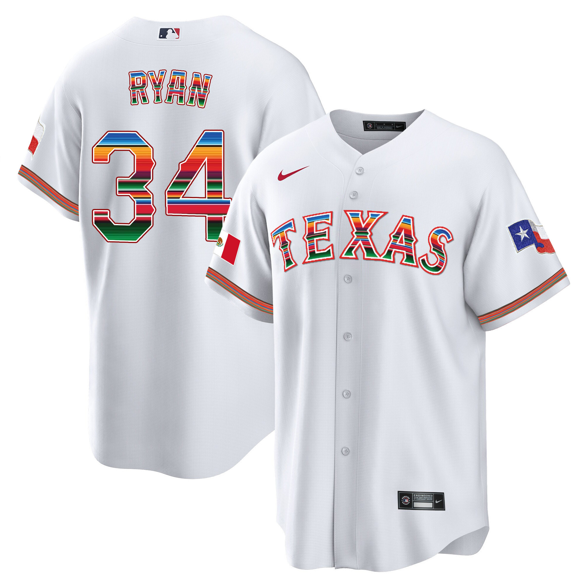Men's Texas Rangers Mexican Heritage Night Cool Base Jersey - Away - All Stitched - Image 15