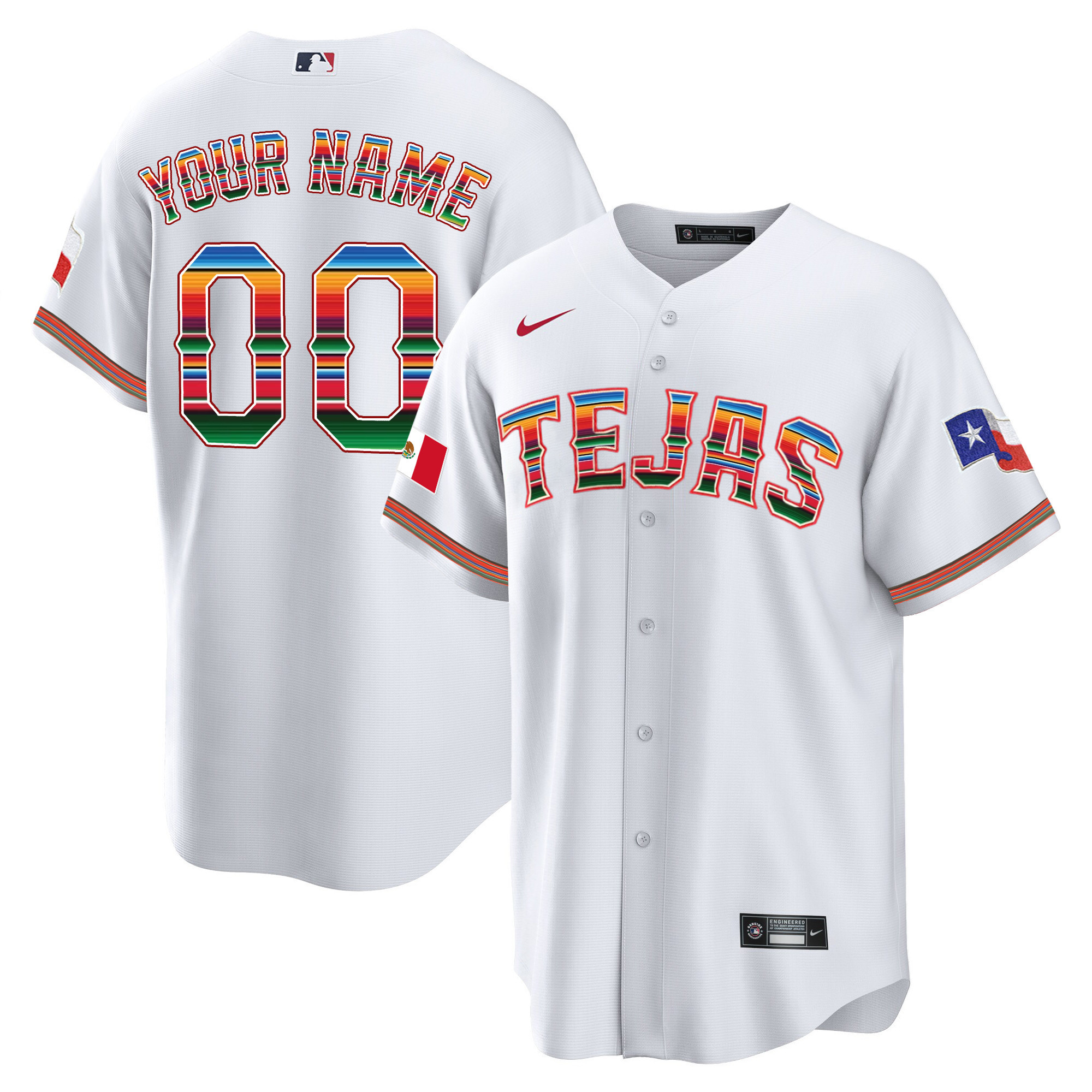Men's Texas Rangers Mexican Heritage Night Cool Base Custom Jersey - All Stitched - Image 9