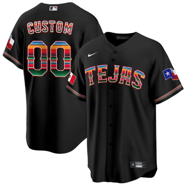 Men's Texas Rangers Mexican Heritage Night Cool Base Custom Jersey - All Stitched