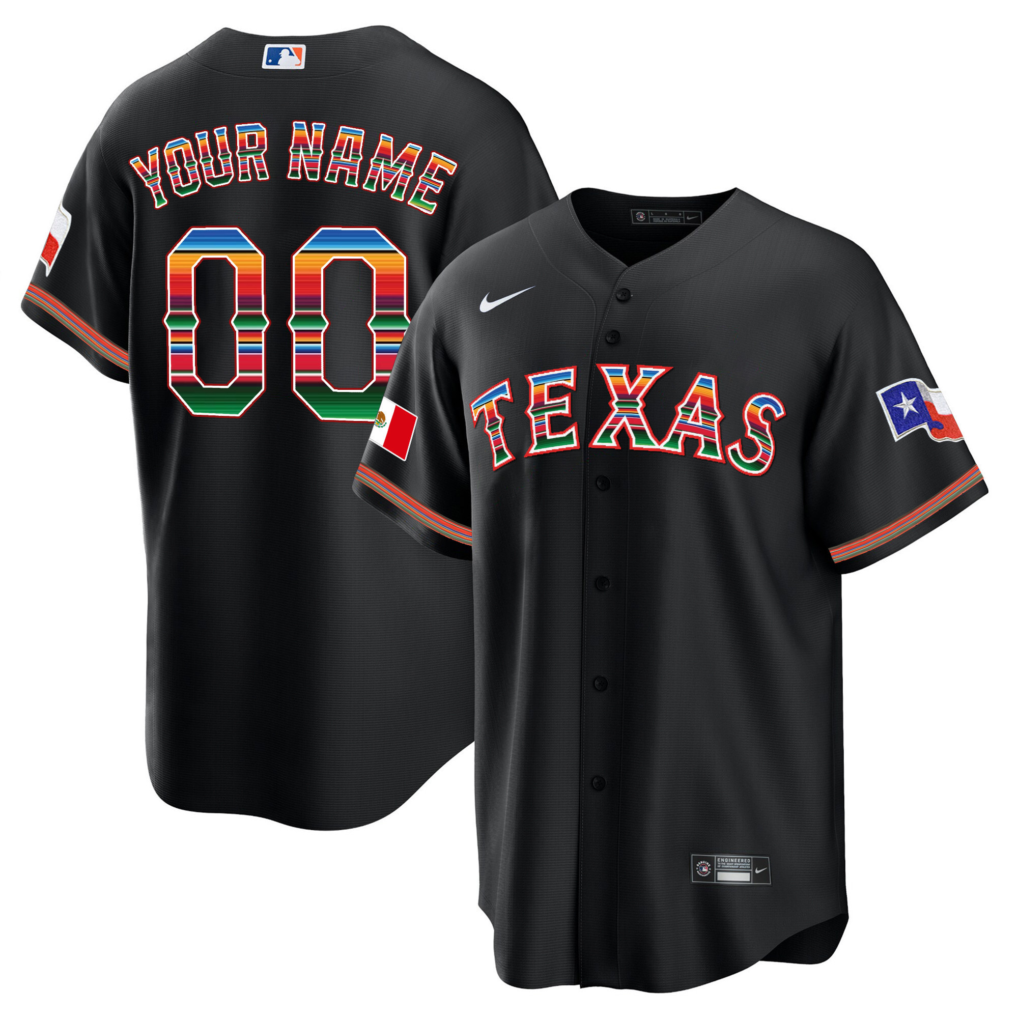 Men's Texas Rangers Mexican Heritage Night Cool Base Custom Jersey - All Stitched - Image 2