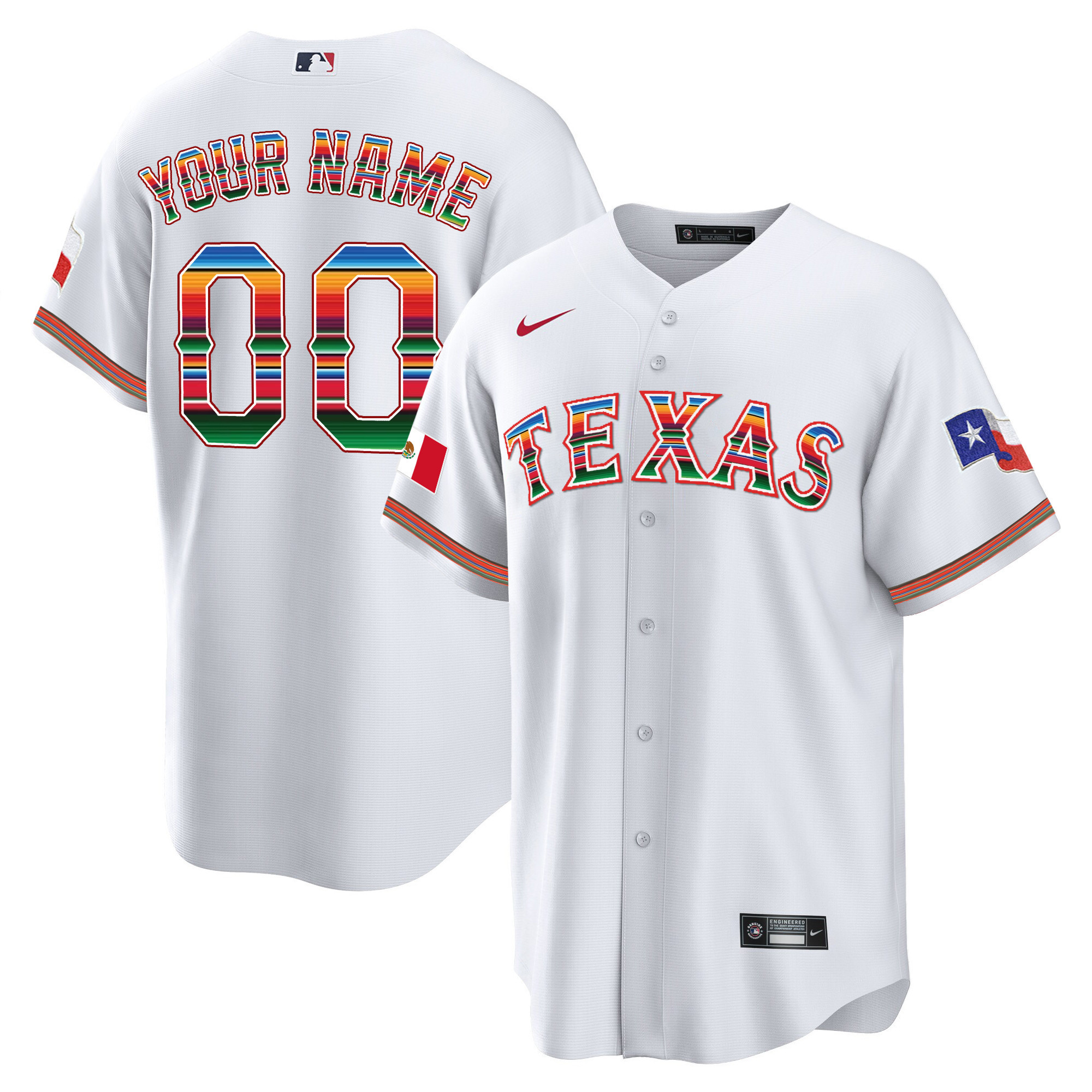 Men's Texas Rangers Mexican Heritage Night Cool Base Custom Jersey - All Stitched - Image 10