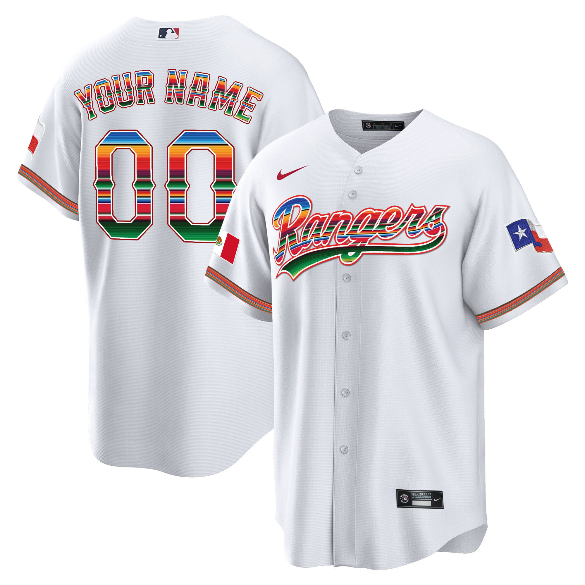 Men's Texas Rangers Mexican Heritage Night Cool Base Custom Jersey - All Stitched - Image 11