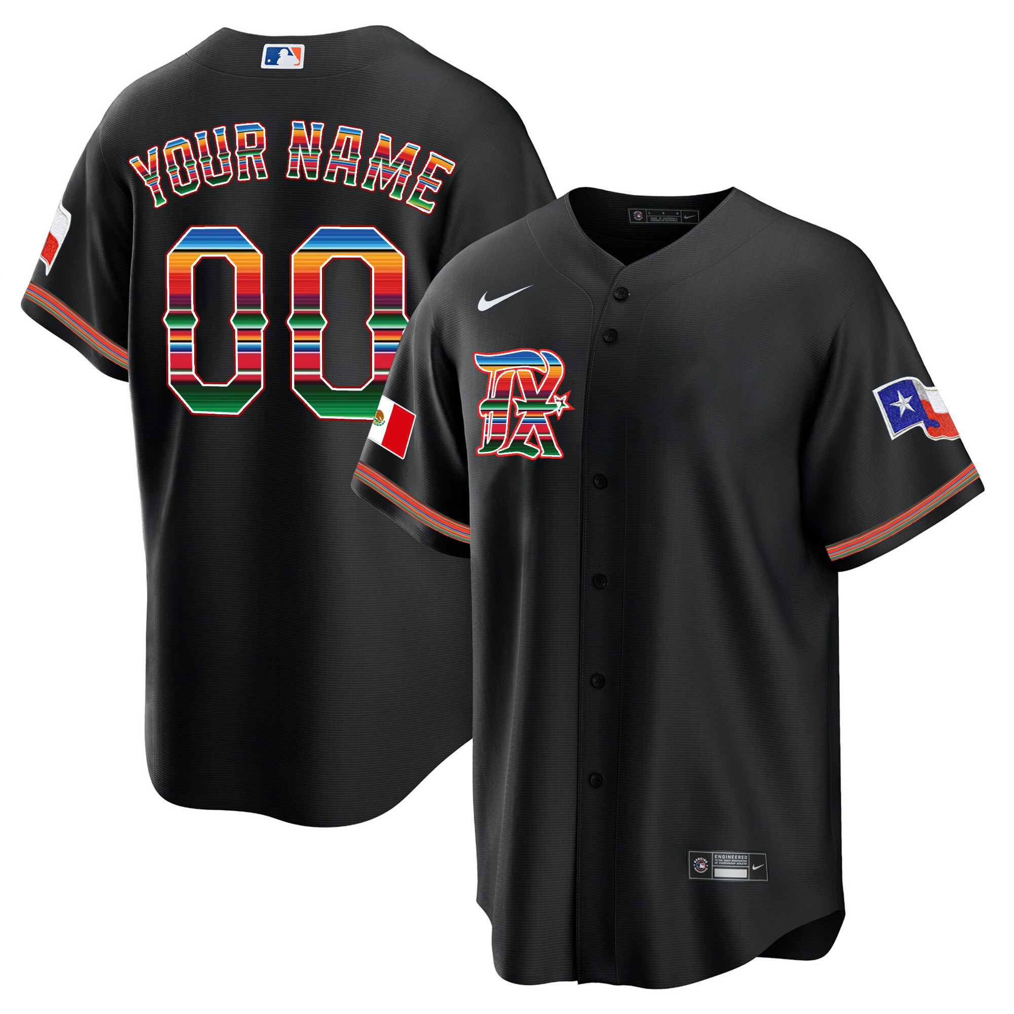 Men's Texas Rangers Mexican Heritage Night Cool Base Custom Jersey - All Stitched - Image 4