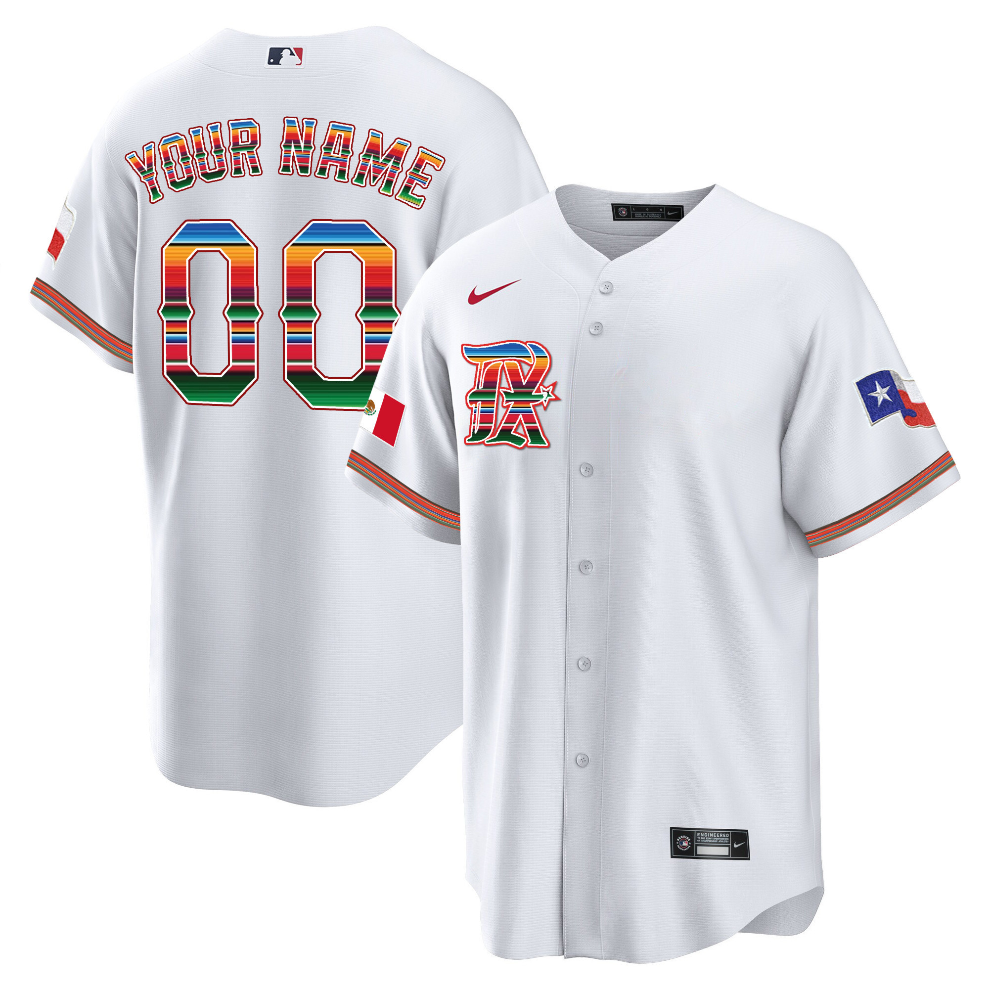Men's Texas Rangers Mexican Heritage Night Cool Base Custom Jersey - All Stitched - Image 12