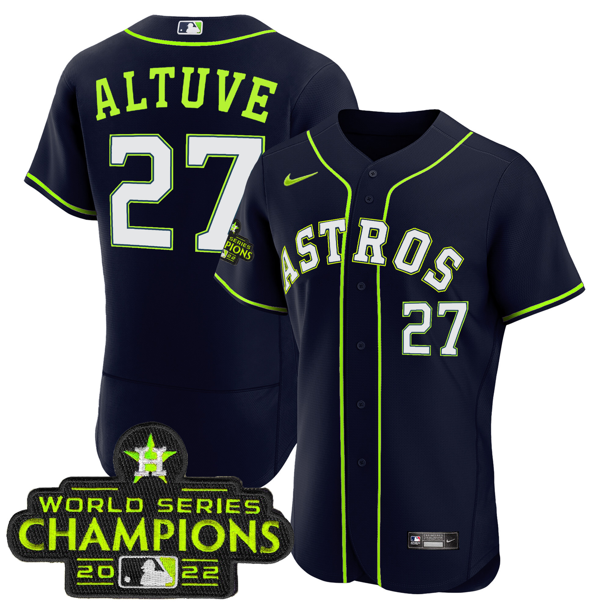 Houston Astros Flex Base Fan Made Jersey - All Stitched - Image 3