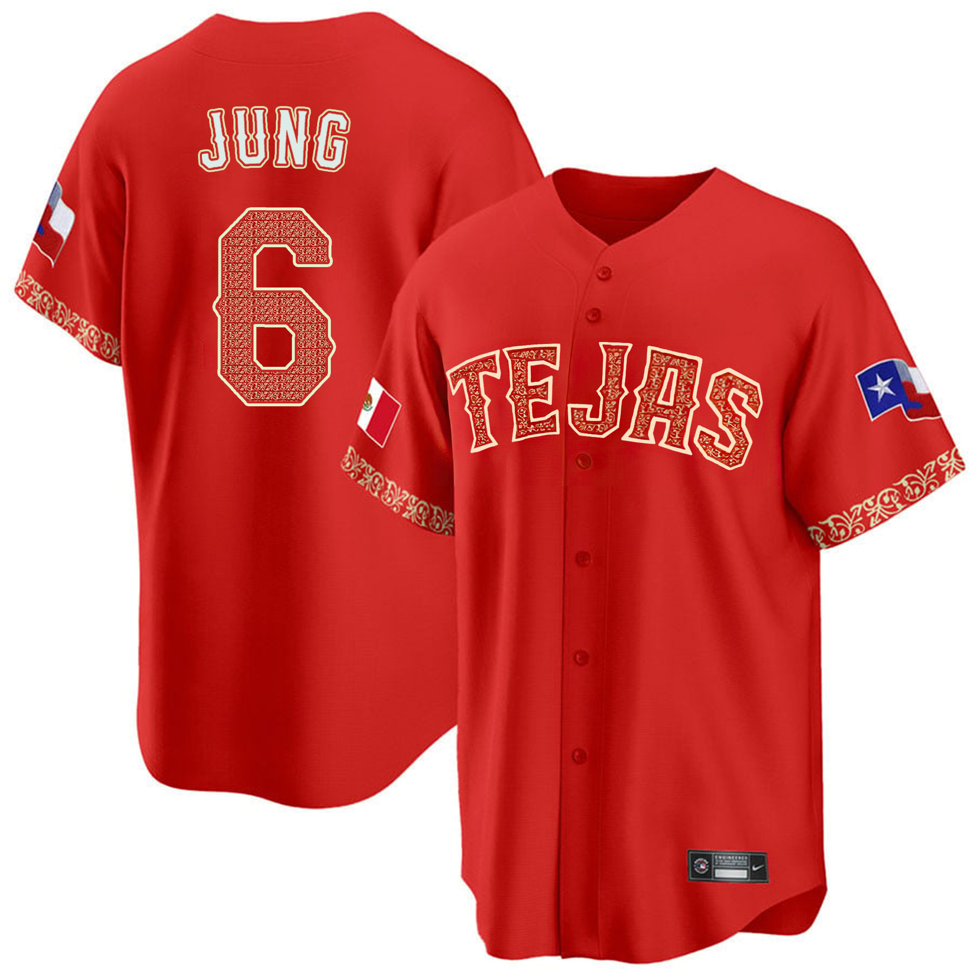 Men's Texas Rangers Mexican Cool Base Jersey - All Stitched - Image 16