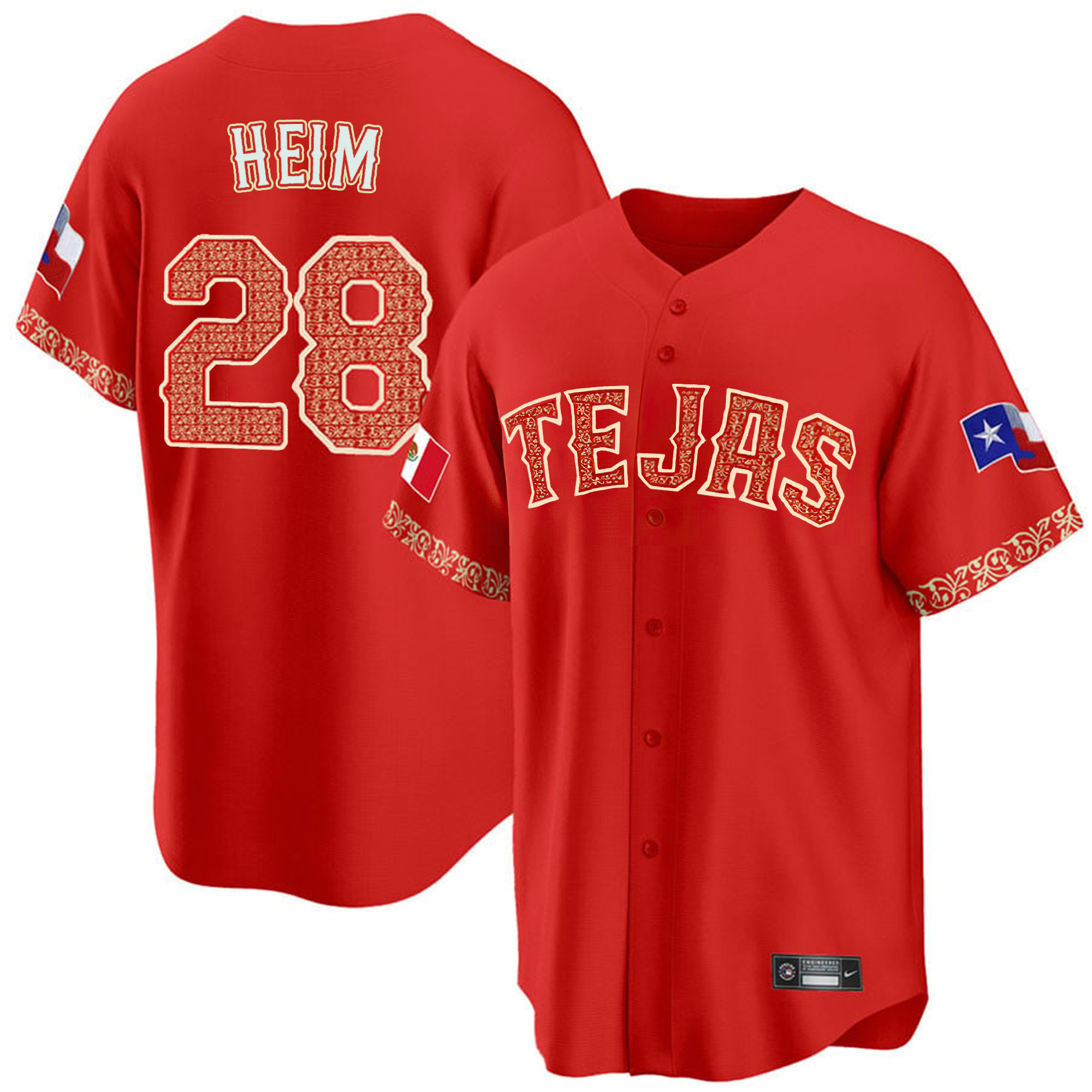 Men's Texas Rangers Mexican Cool Base Jersey - All Stitched - Image 17