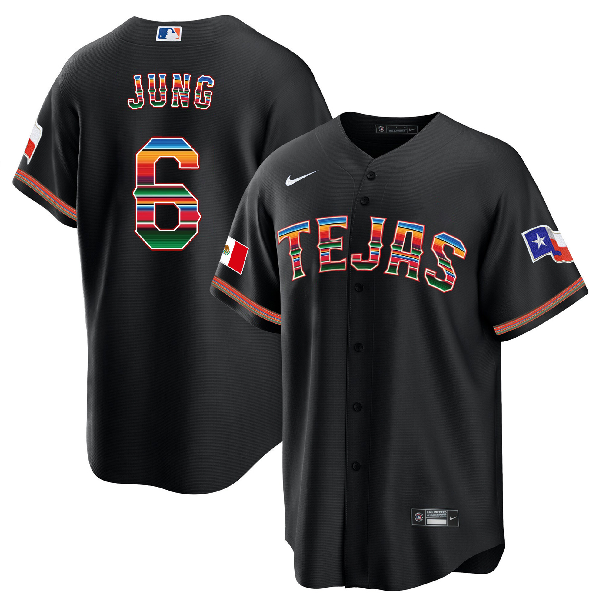 Men's Texas Rangers Mexican Cool Base Jersey - All Stitched - Image 7