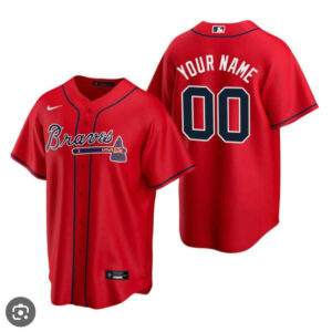 ATLANTA BRAVES RED CUSTOM JERSEY - ALL STITCHED
