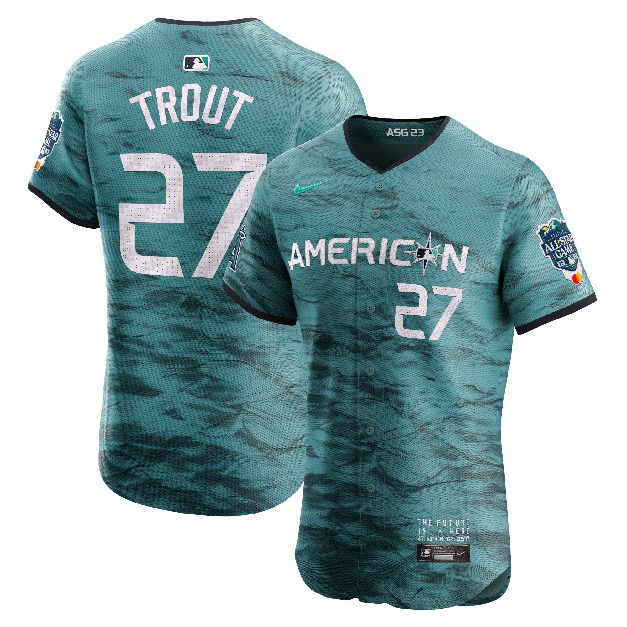 Men's American League 2023 All-Star Game Teal Jersey - All Stitched - Image 5