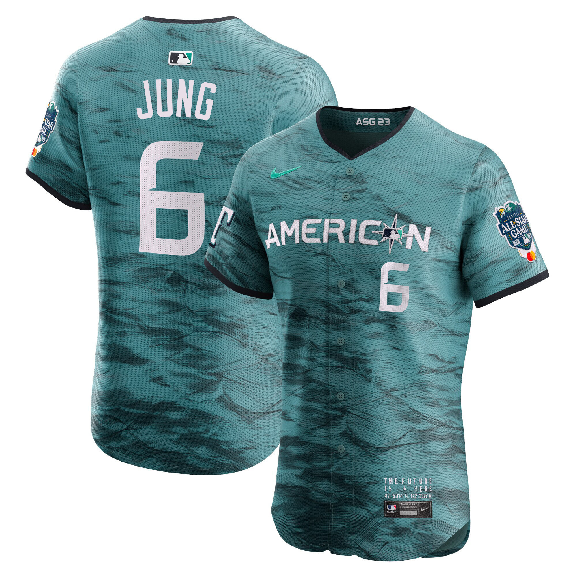 Men's American League 2023 All-Star Game Teal Jersey - All Stitched - Image 8