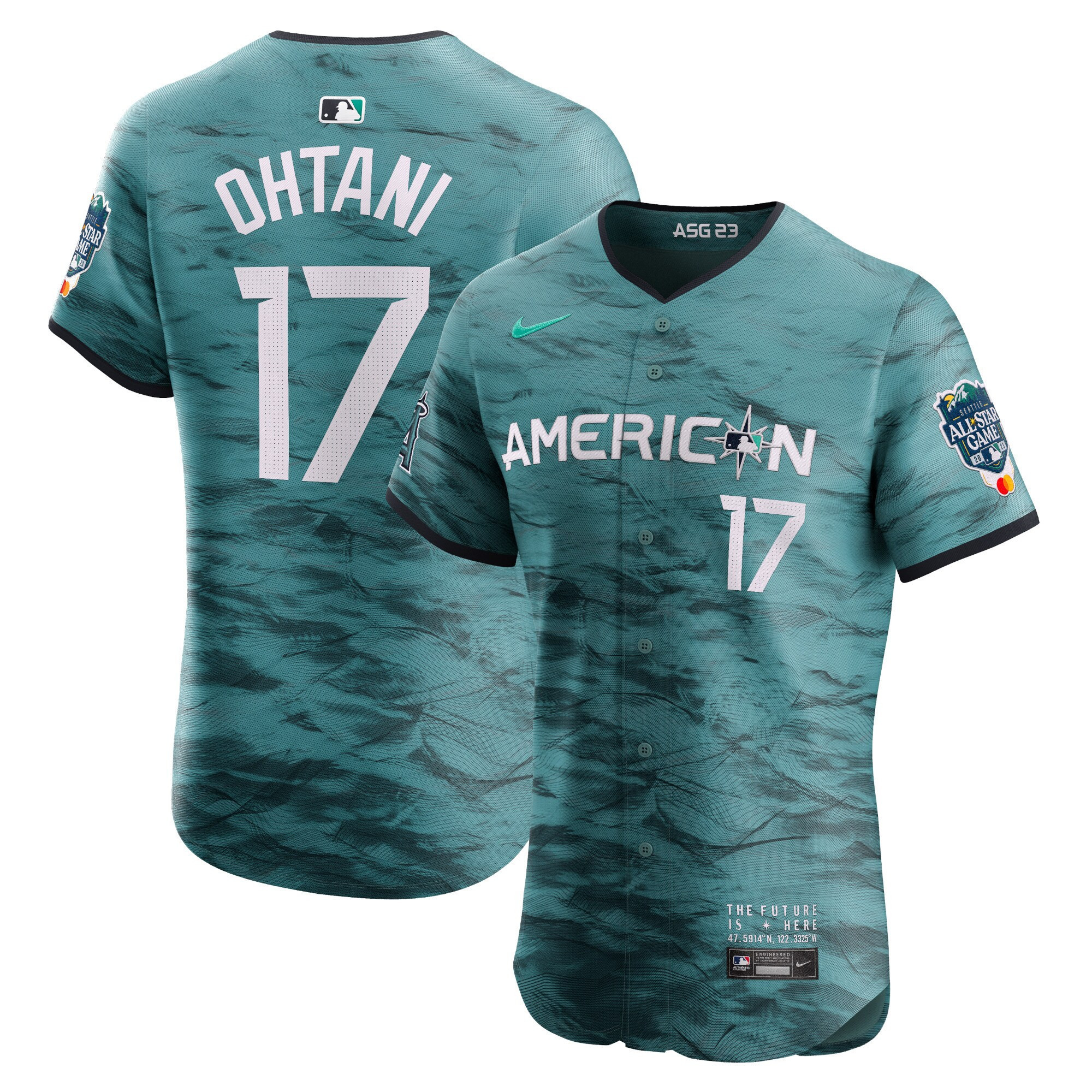 Men's American League 2023 All-Star Game Teal Jersey - All Stitched - Image 3