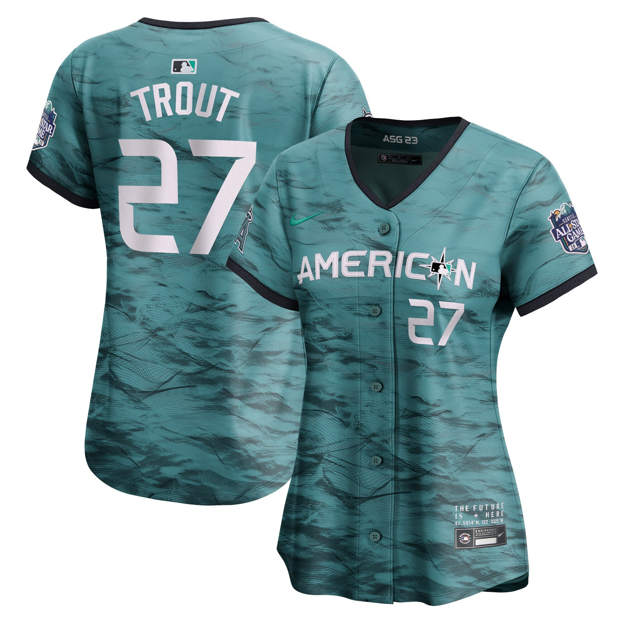 Women's American League 2023 All-Star Game Teal Jersey - All Stitched - Image 5