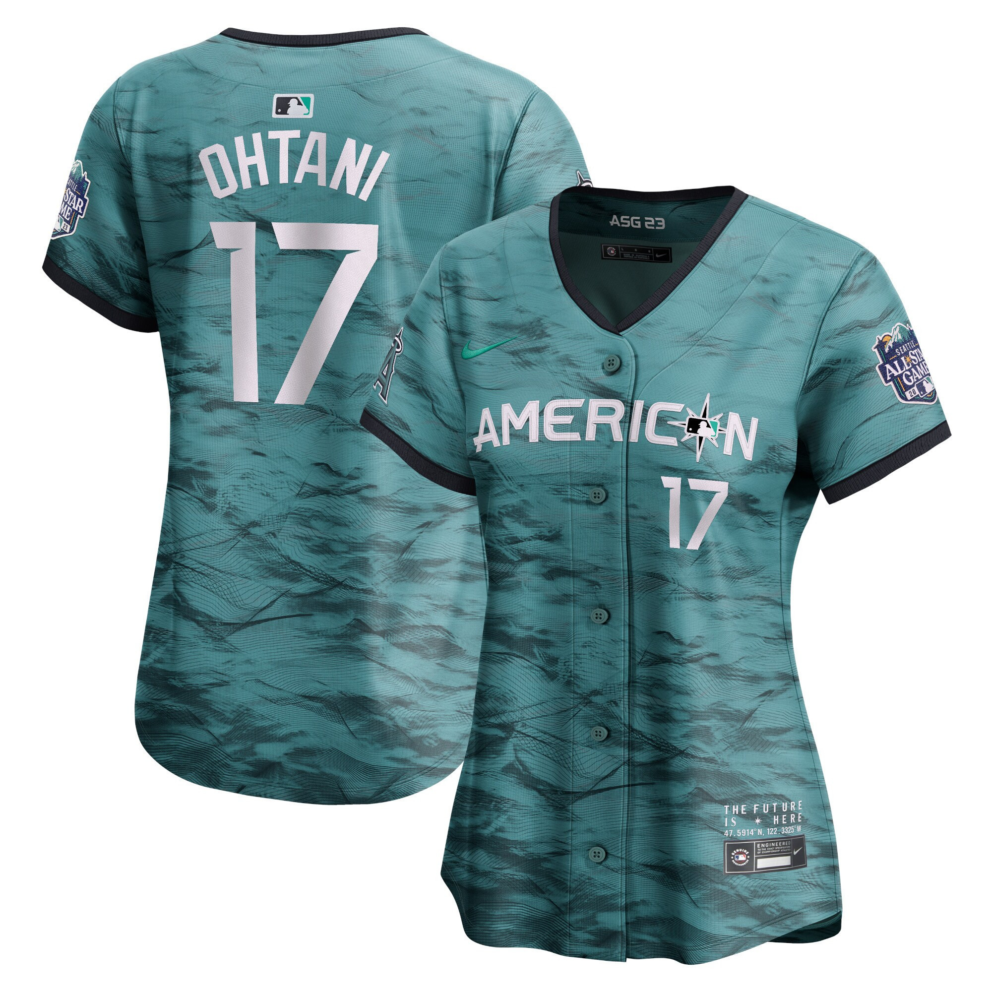 Women's American League 2023 All-Star Game Teal Jersey - All Stitched - Image 3