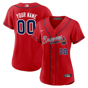 Women's Atlanta Braves Red Custom Jersey - All Stitched
