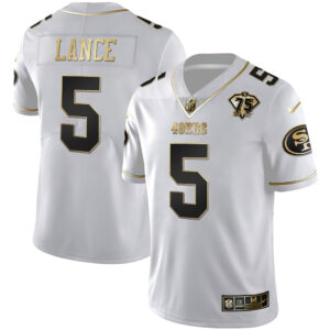 Men's Trey Lance 49ers 75th Anniversary Patch Gold & Split - All Stitched