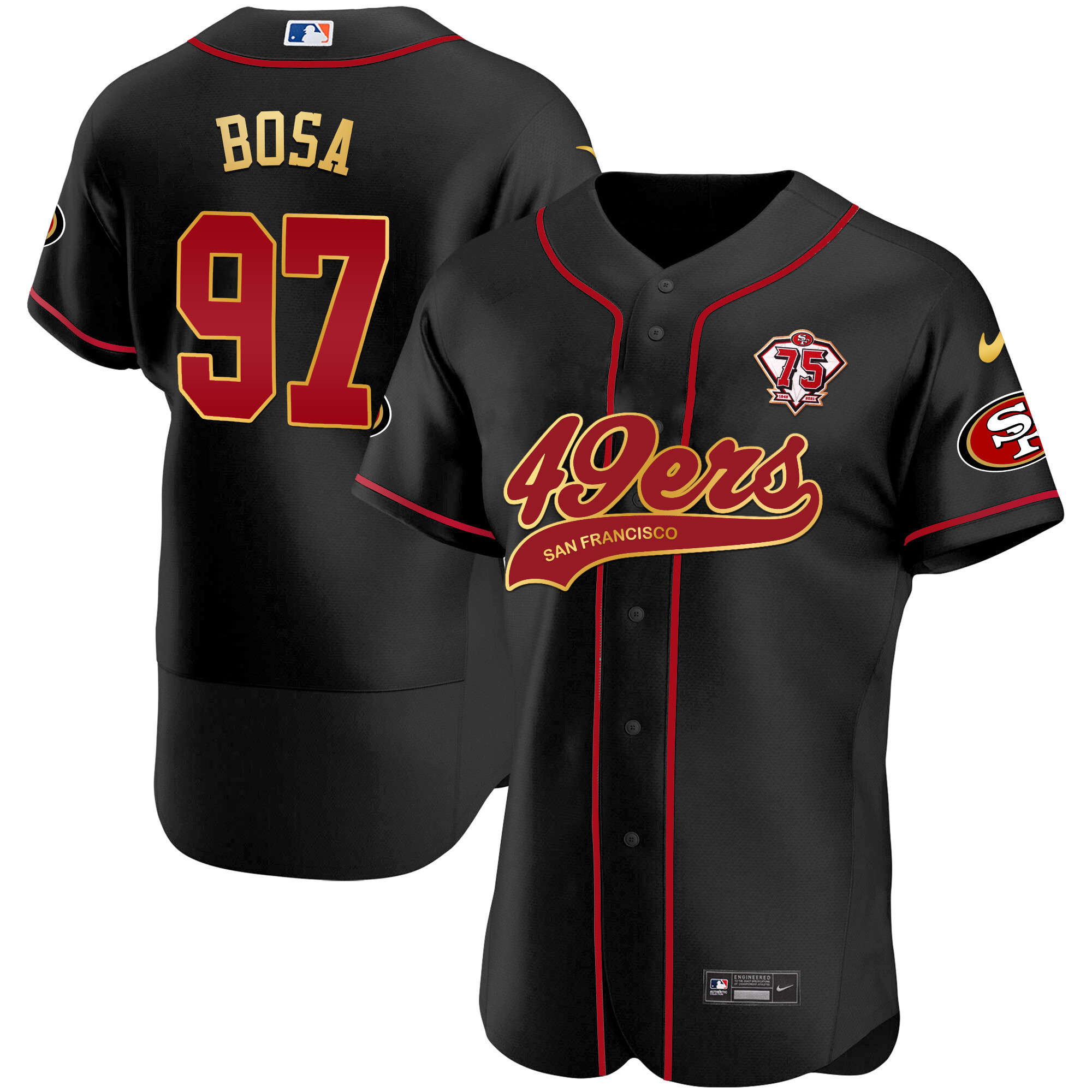 Men's 49ers Cool Base Gold Jersey V2 - All Stitched - Image 7