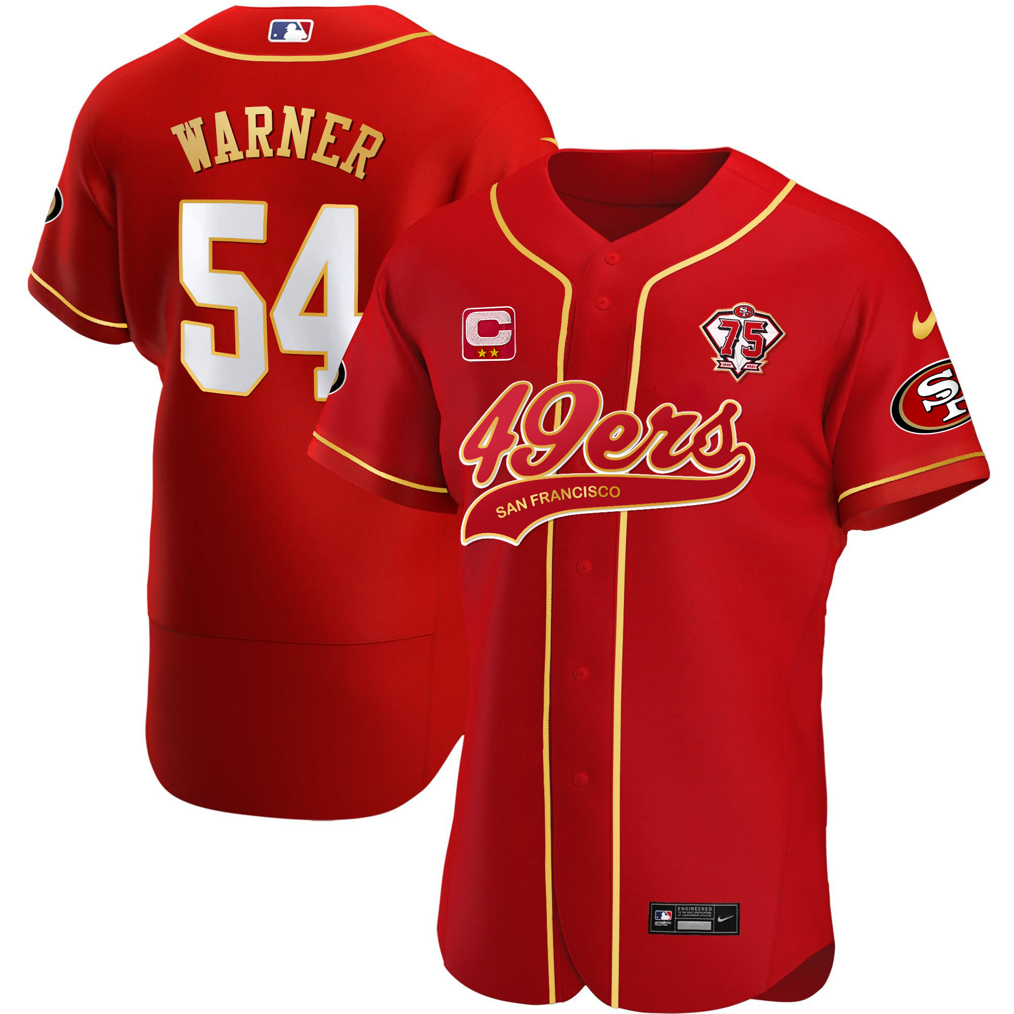 Men's 49ers Cool Base Gold Jersey V2 - All Stitched - Image 25