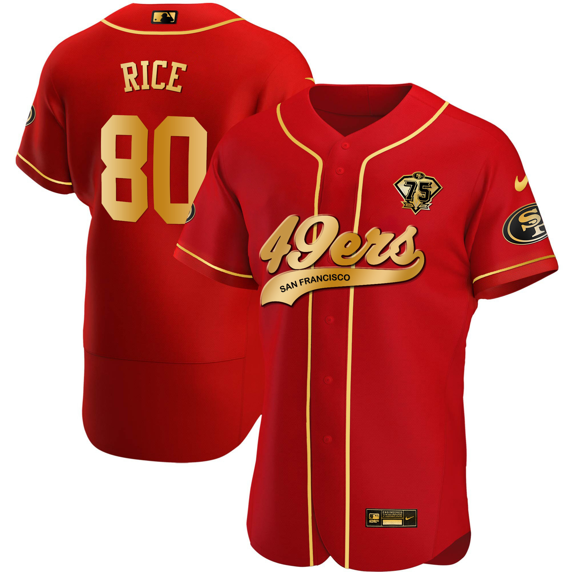 Men's 49ers Cool Base Gold Jersey V2 - All Stitched - Image 16