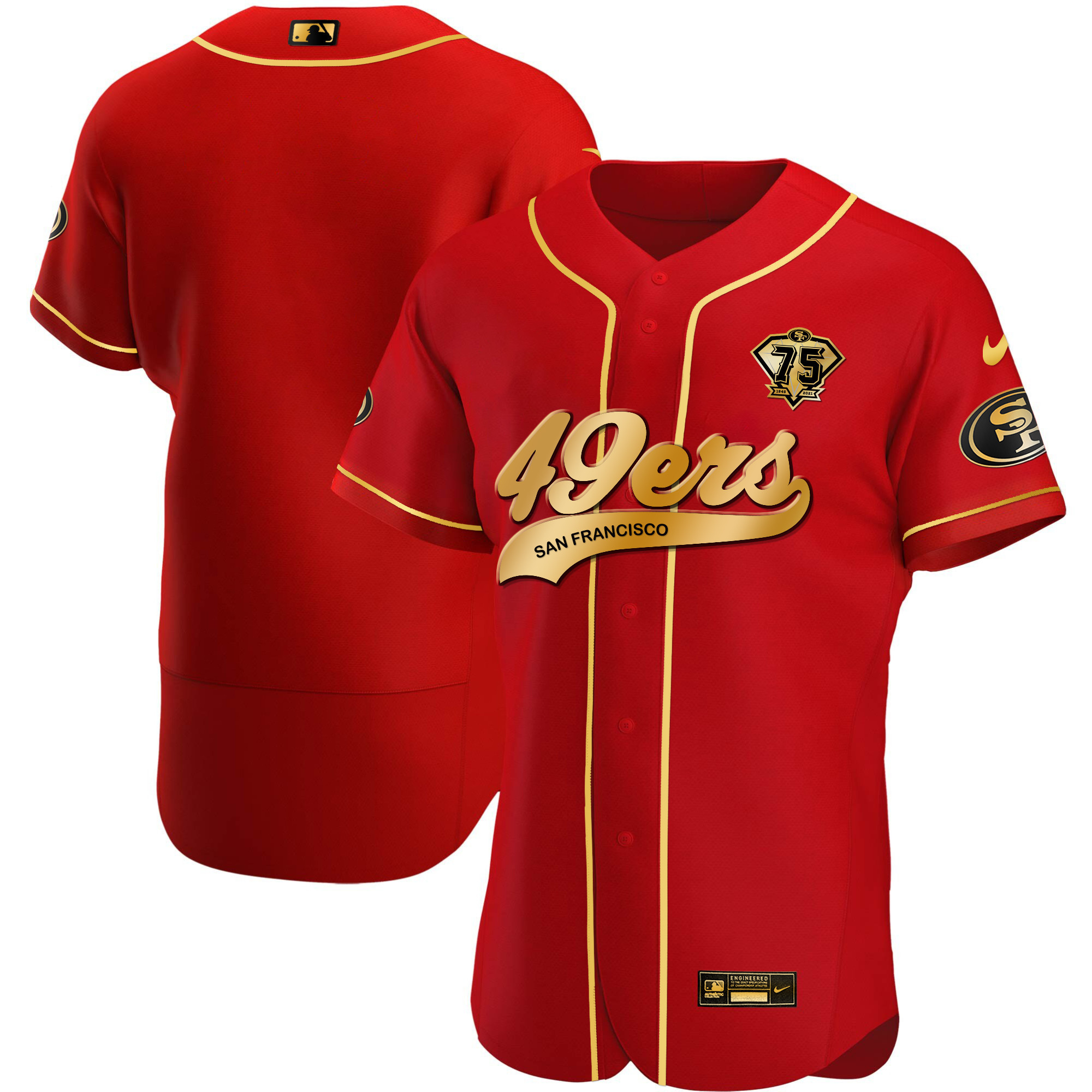 Men's 49ers Cool Base Gold Jersey V2 - All Stitched - Image 20