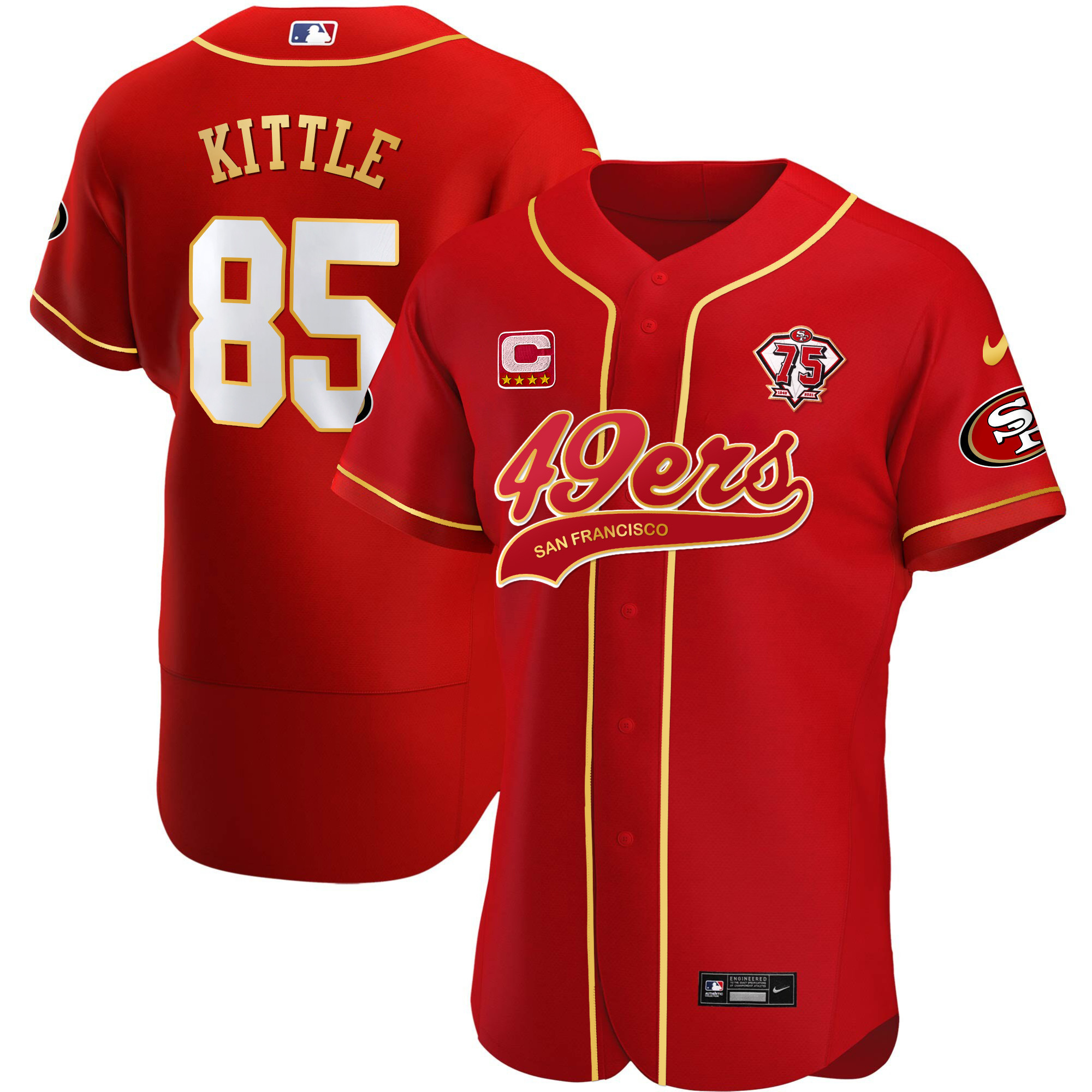 Men's 49ers Cool Base Gold Jersey V2 - All Stitched - Image 24