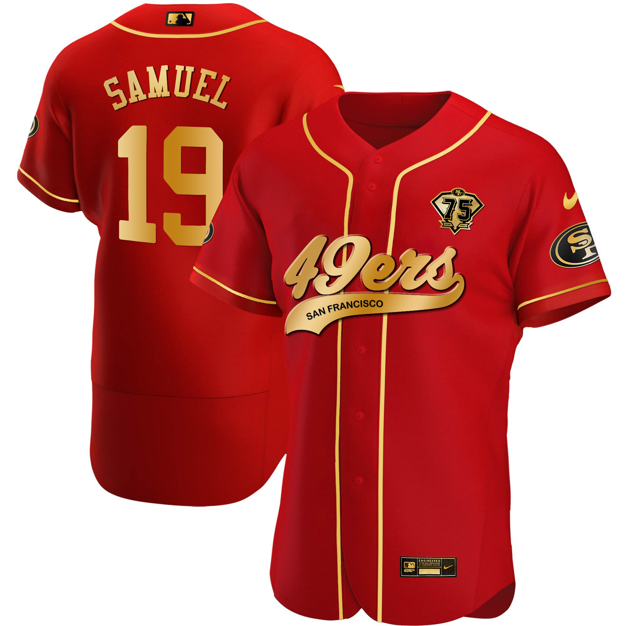 Men's 49ers Cool Base Gold Jersey V2 - All Stitched - Image 12