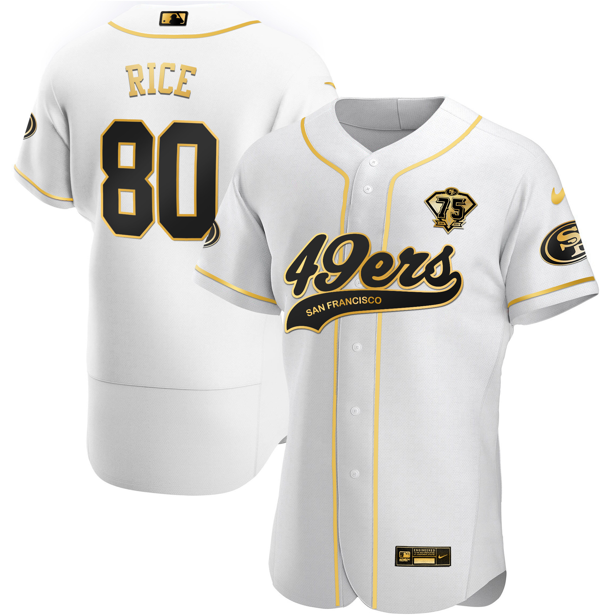 Men's 49ers Cool Base Gold Jersey V2 - All Stitched - Image 46