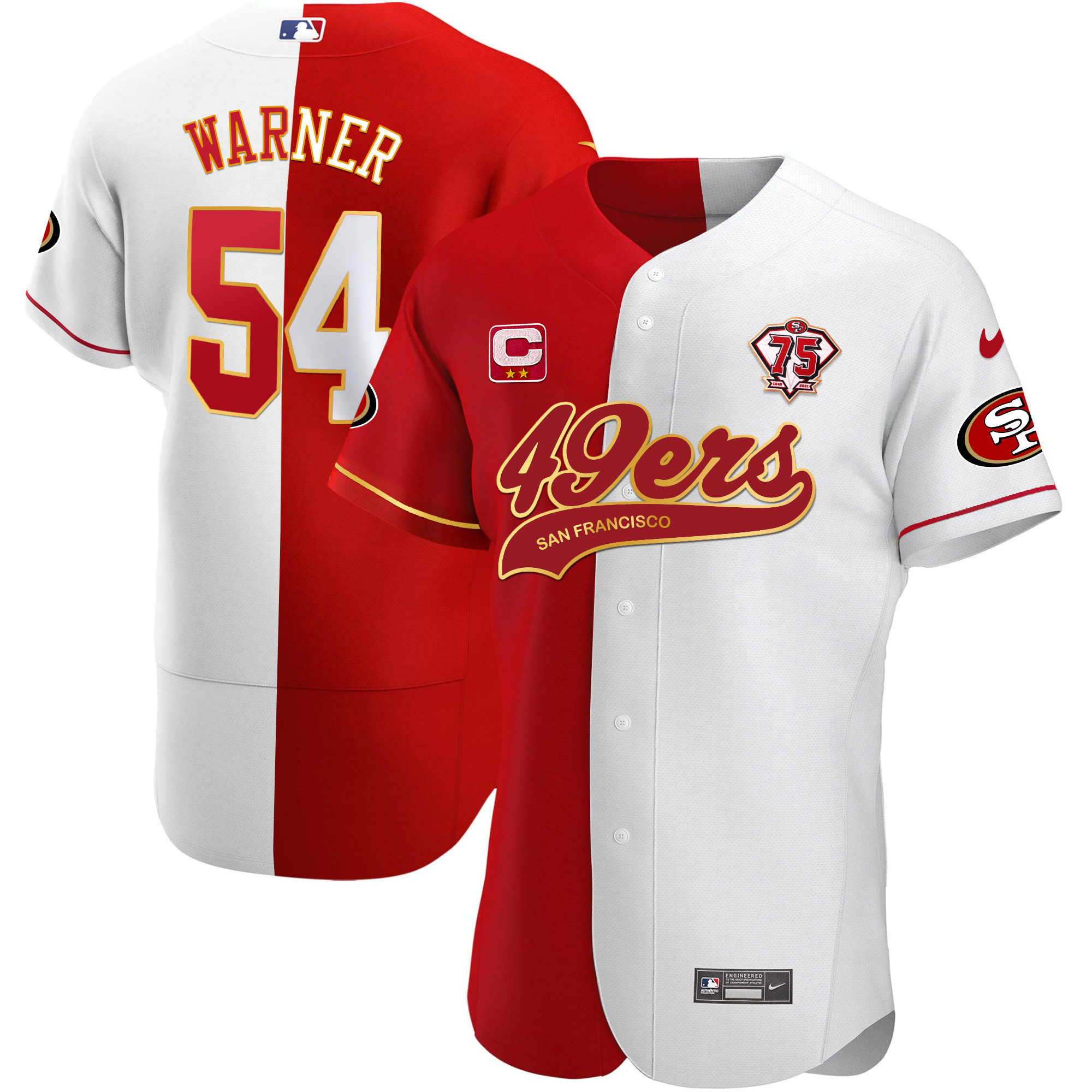 Men's 49ers Cool Base Gold Jersey V2 - All Stitched - Image 55