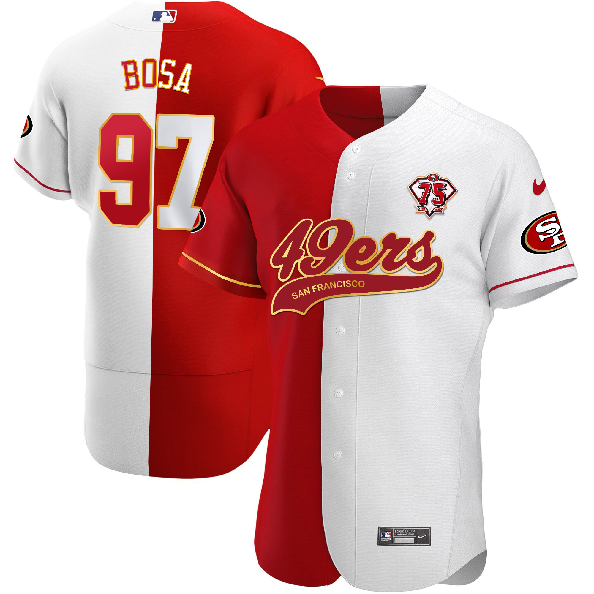 Men's 49ers Cool Base Gold Jersey V2 - All Stitched - Image 57