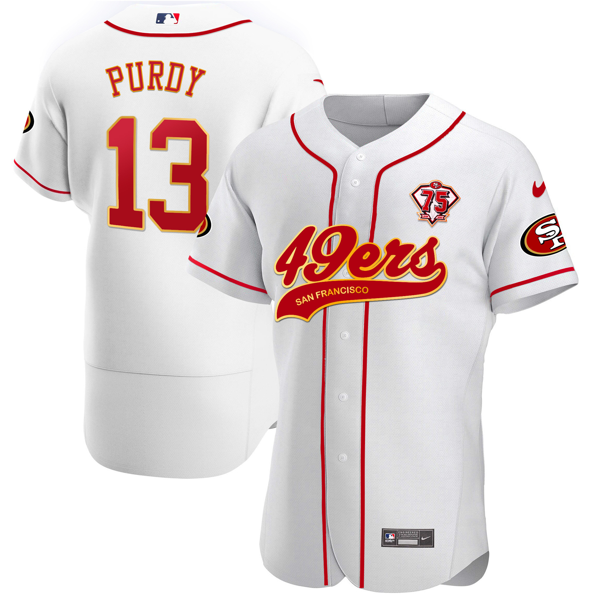 Men's 49ers Cool Base Gold Jersey V2 - All Stitched - Image 33