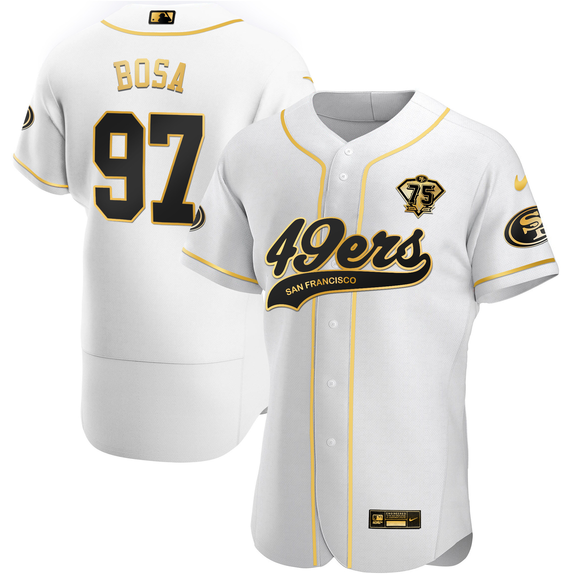 Men's 49ers Cool Base Gold Jersey V2 - All Stitched - Image 47