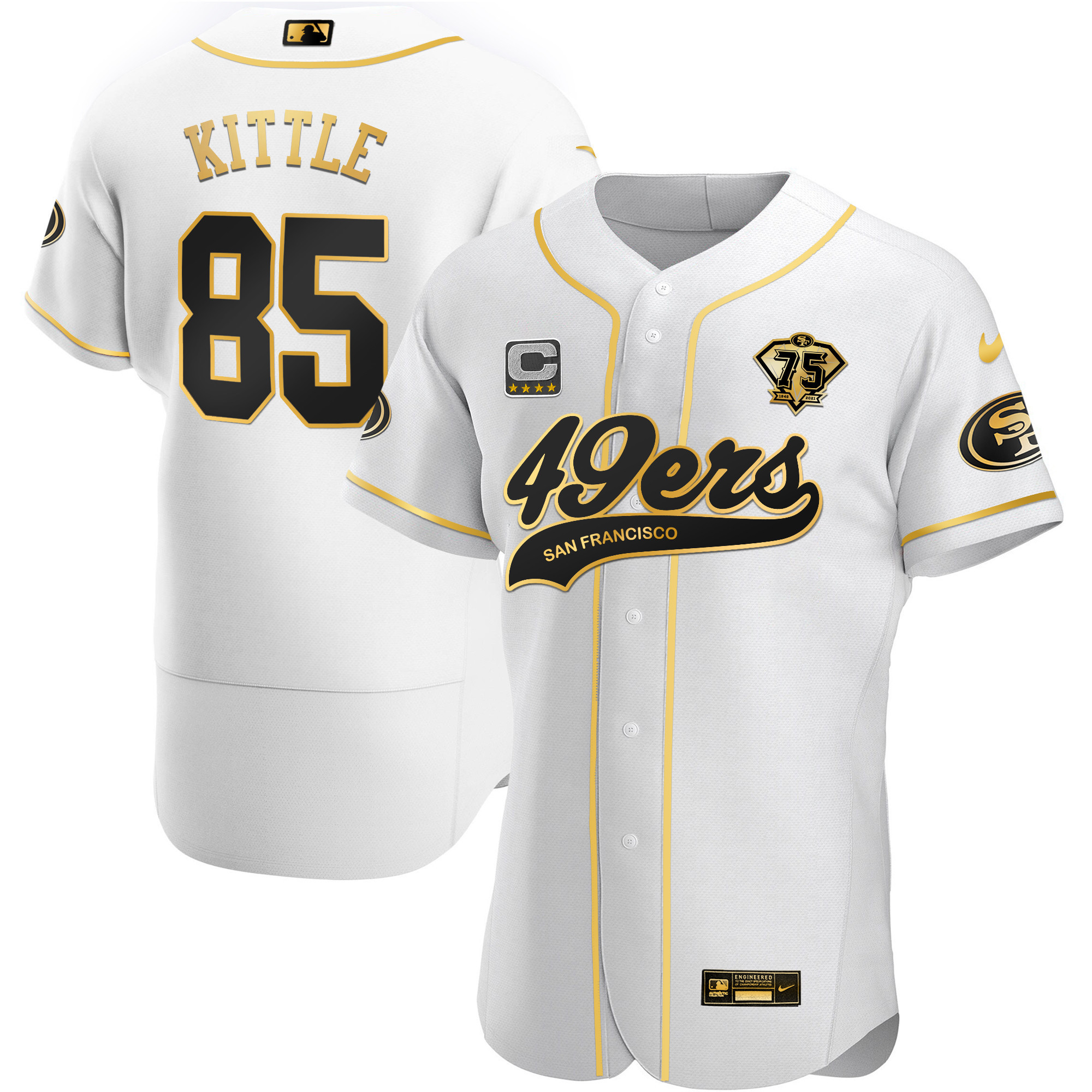 Men's 49ers Cool Base Gold Jersey V2 - All Stitched - Image 44
