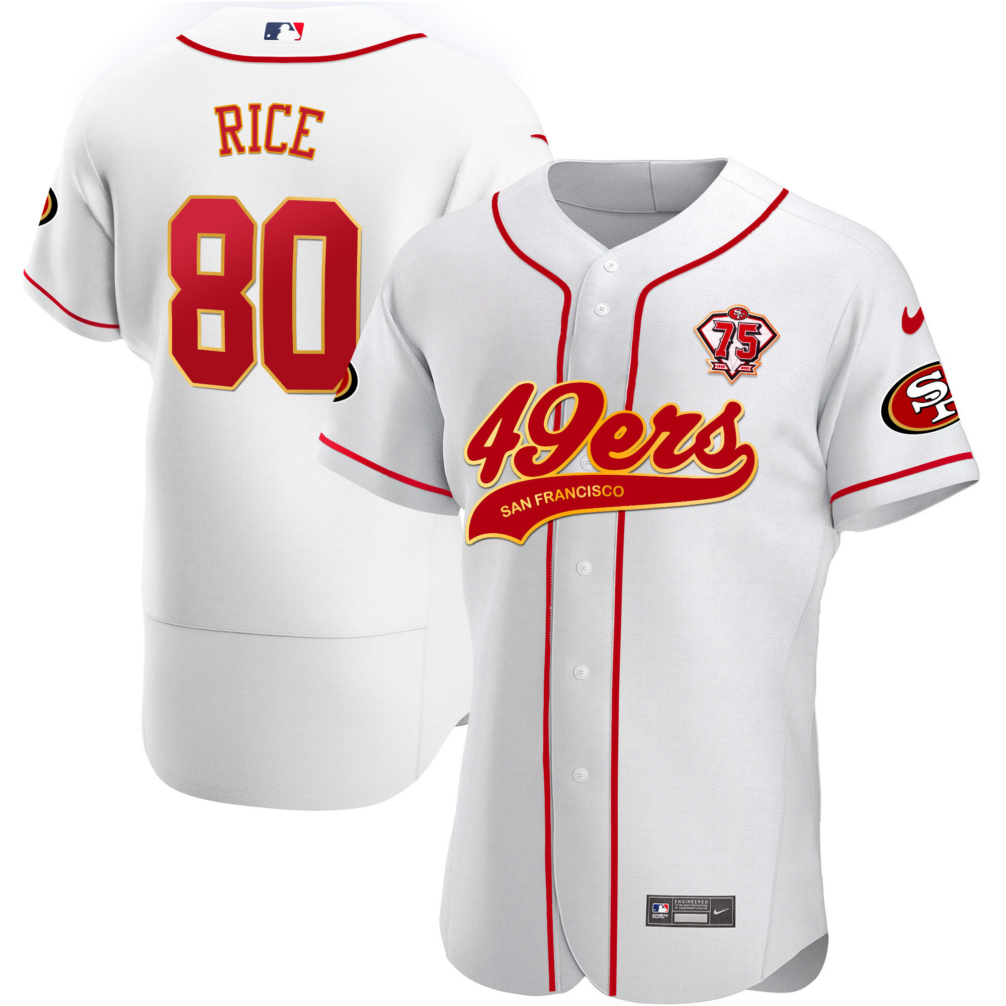 Men's 49ers Cool Base Gold Jersey V2 - All Stitched - Image 36