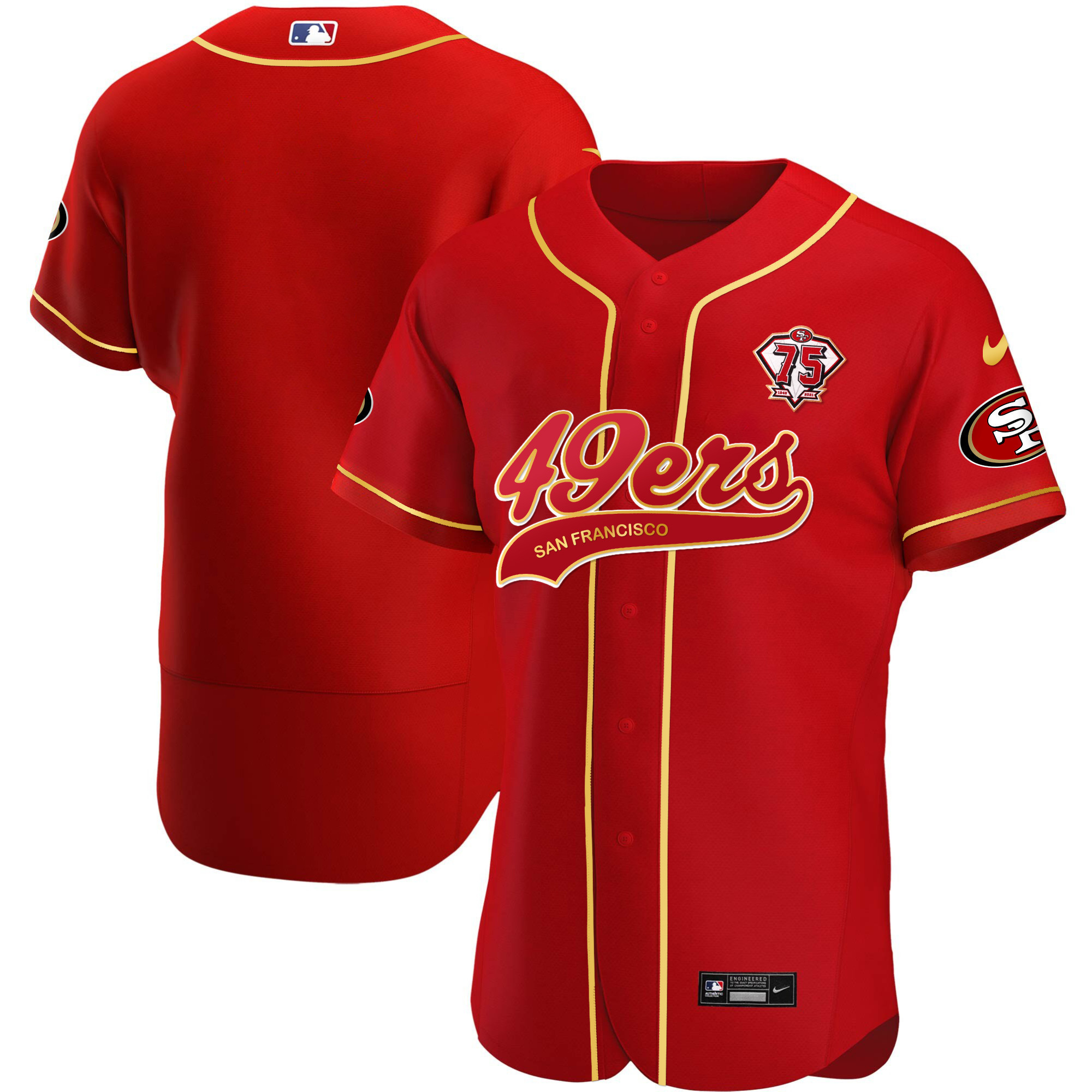 Men's 49ers Cool Base Gold Jersey V2 - All Stitched - Image 30