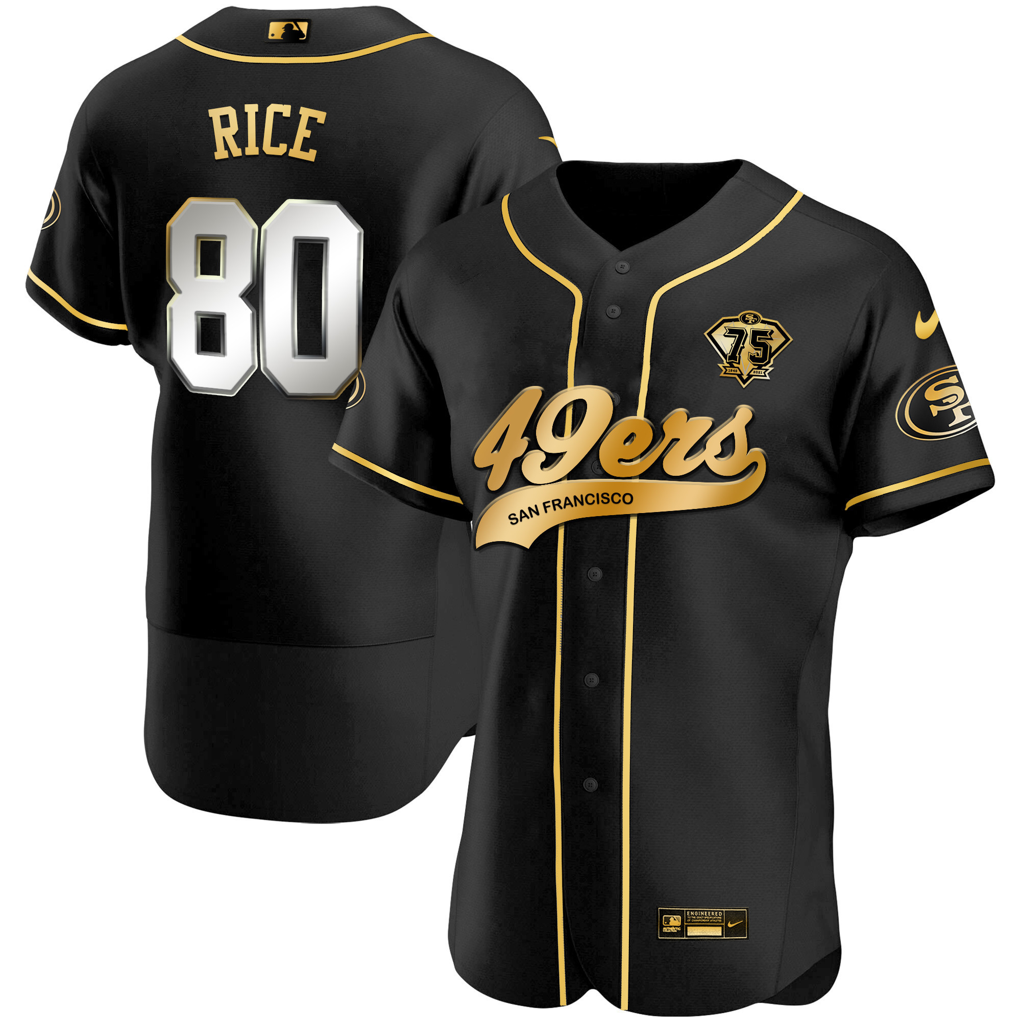 Men's 49ers Cool Base Gold Jersey V2 - All Stitched - Image 66